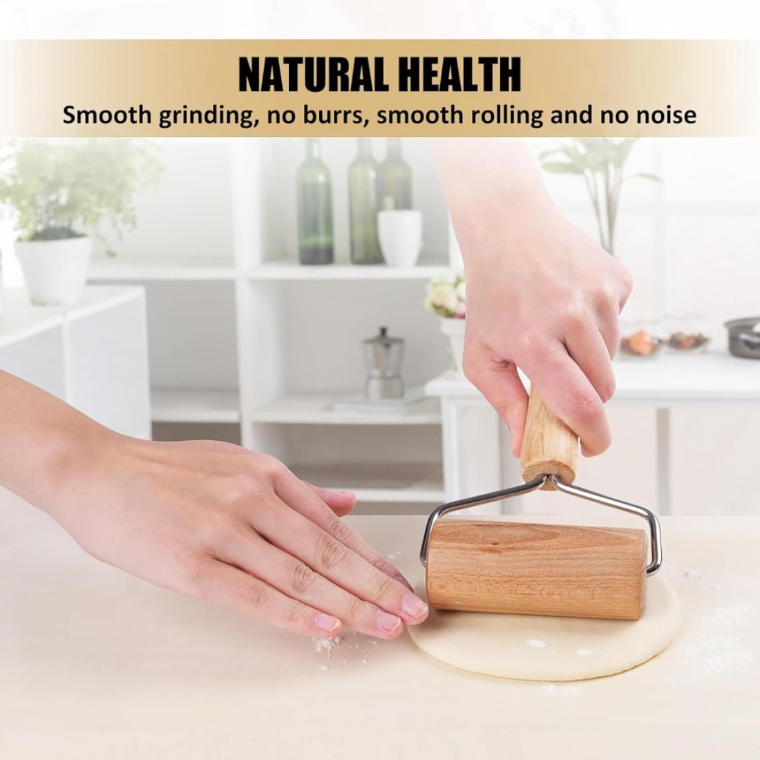 Fitto 10cm Wooden Rolling Pin - Premium Quality Baking Tool for Pastry, Dough, and Pizza - Durable, Easy to Clean, Perfect for Kids and Adults, Non-Stick Surface, Kitchen Essential