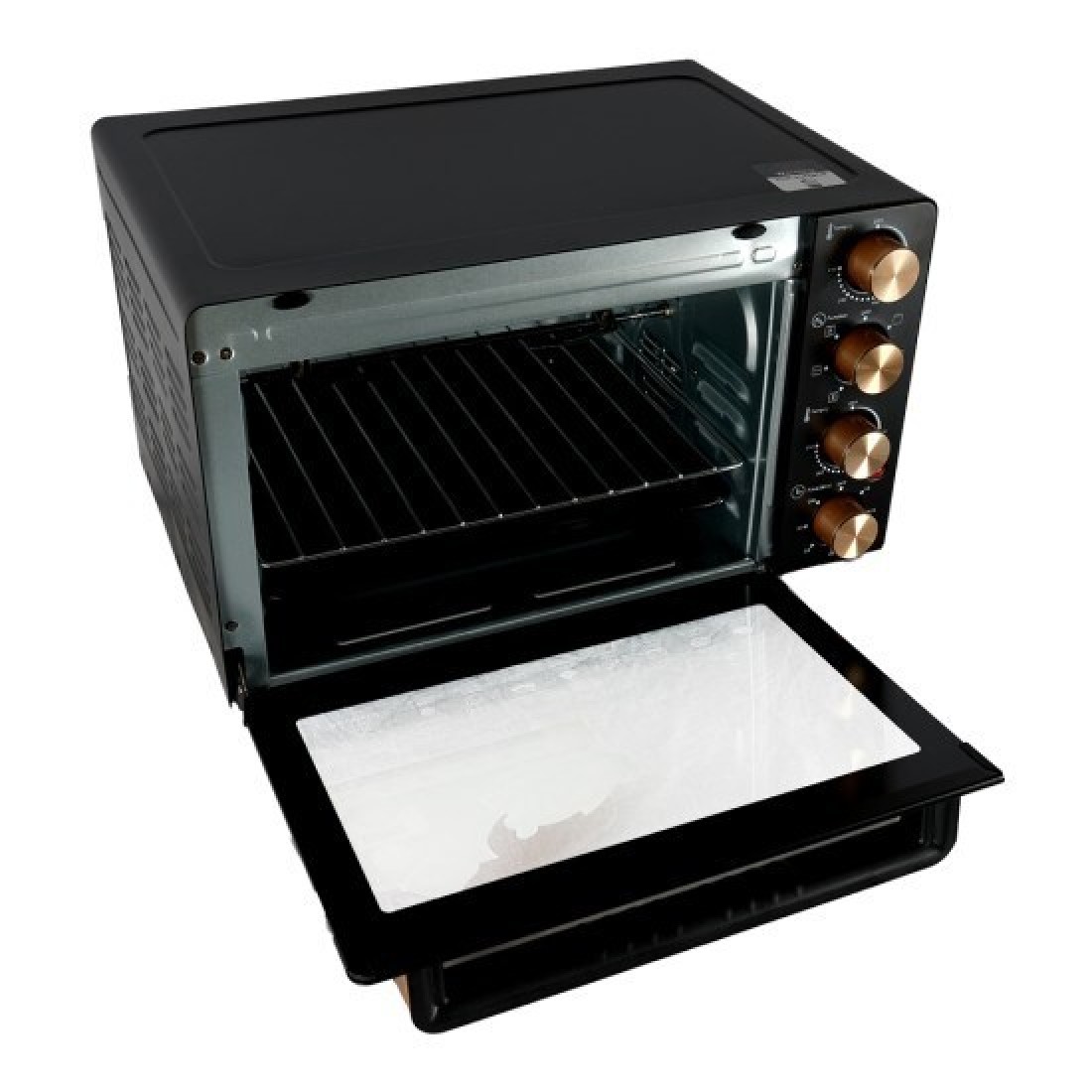 AFRA Electric Oven Toaster, 45L, 2800w Convection Rotisserie &amp; Oven Lamp, 4 Knobs Tray, Rack, Handle, 7-Functions Control, Adjustable Thermostat 70 To 250C, AF-4517OTBK, 2-Year Warranty