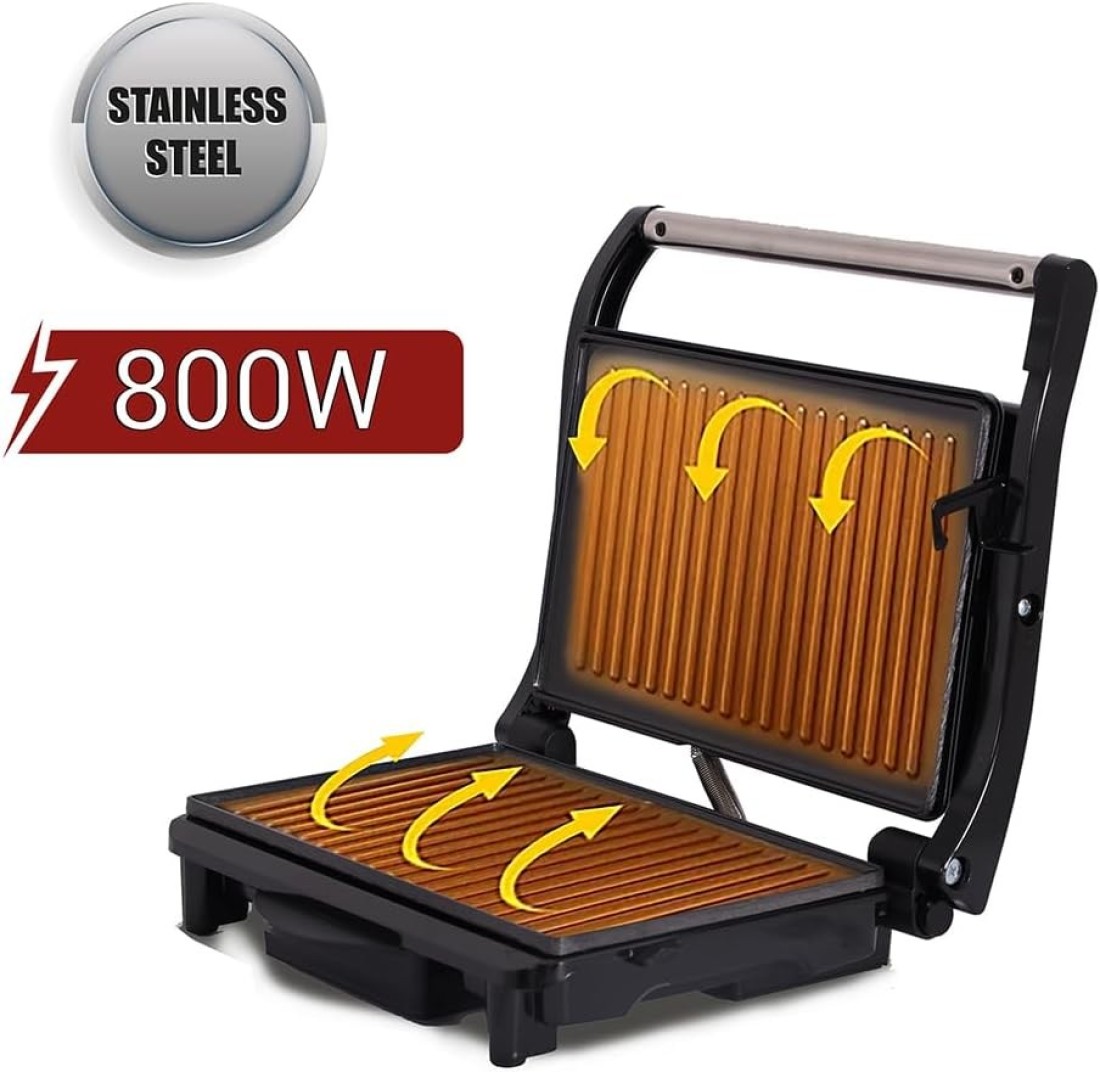 AFRA 2 Slice Non-Stick Grill-Sandwich &amp; Panini Maker, 750 Watts With Oil Tray, Stainless Steel, AF-7520PMSS, 2 Year Warranty
