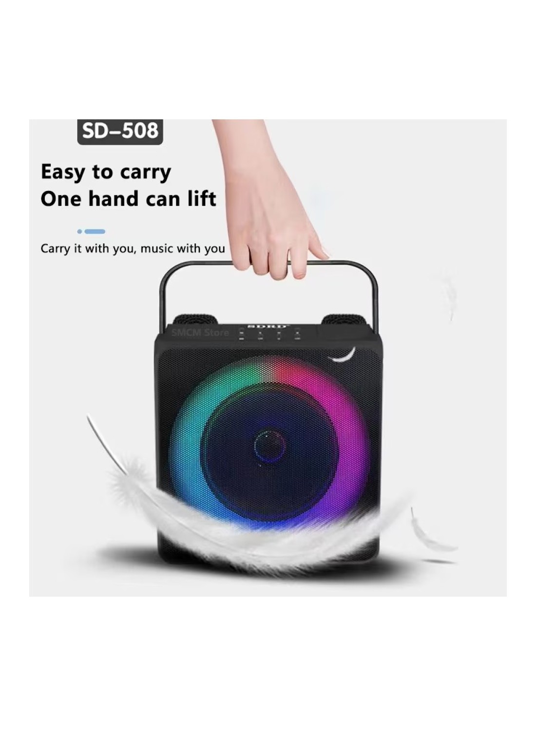 SD508 المنزل كاريوكي مكبر صوت بخاصية البلوتوث قابل للنقل ميكروفون لاسلكي مزدوج تلفزيون مباشر راديو FM TF بطاقة USB مضخم صوت مركز الموسيقى الصوت