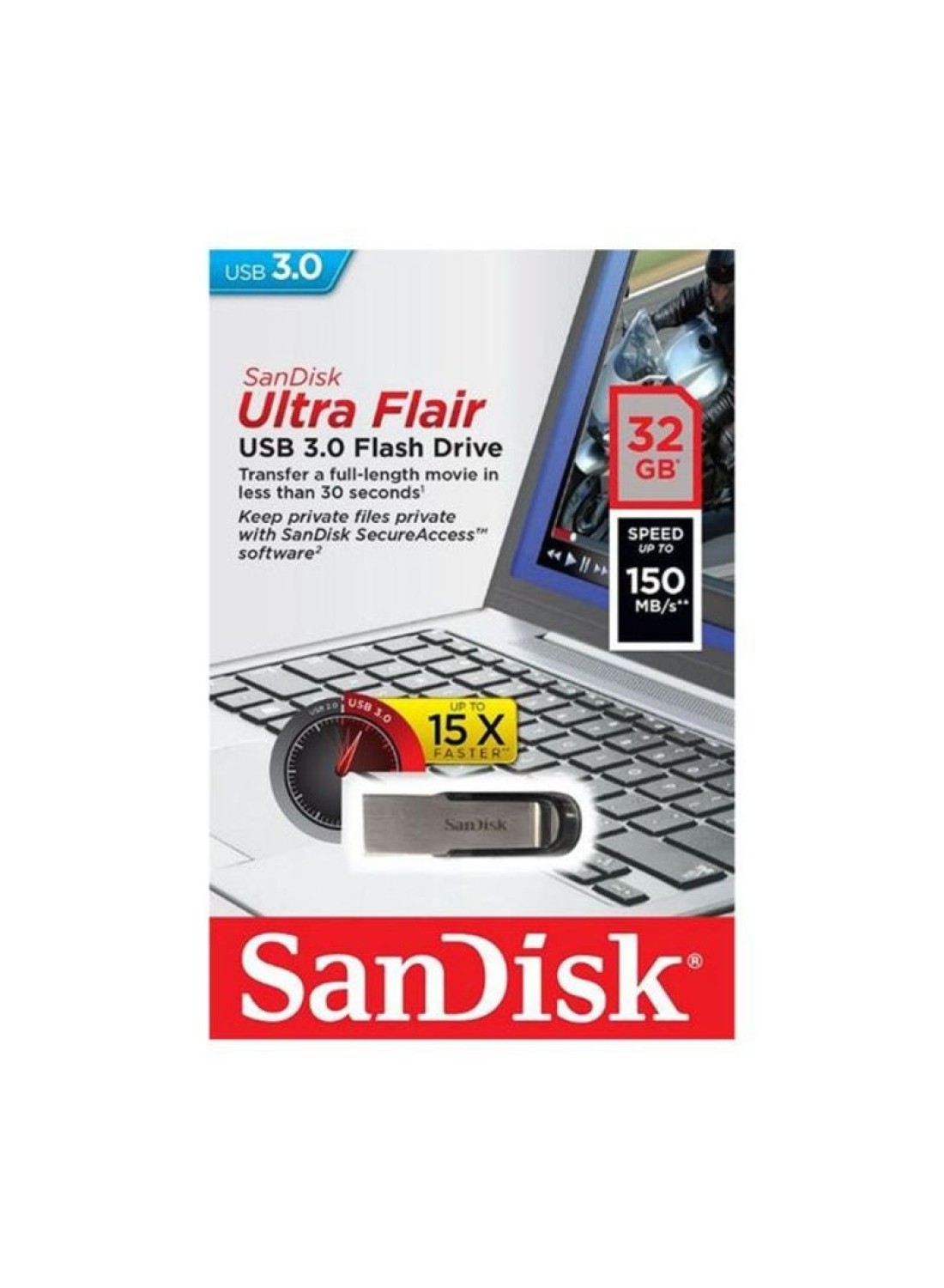 SanDisk - Ultra Flair USB 3.0 FlashDrive 128GB Multicolour