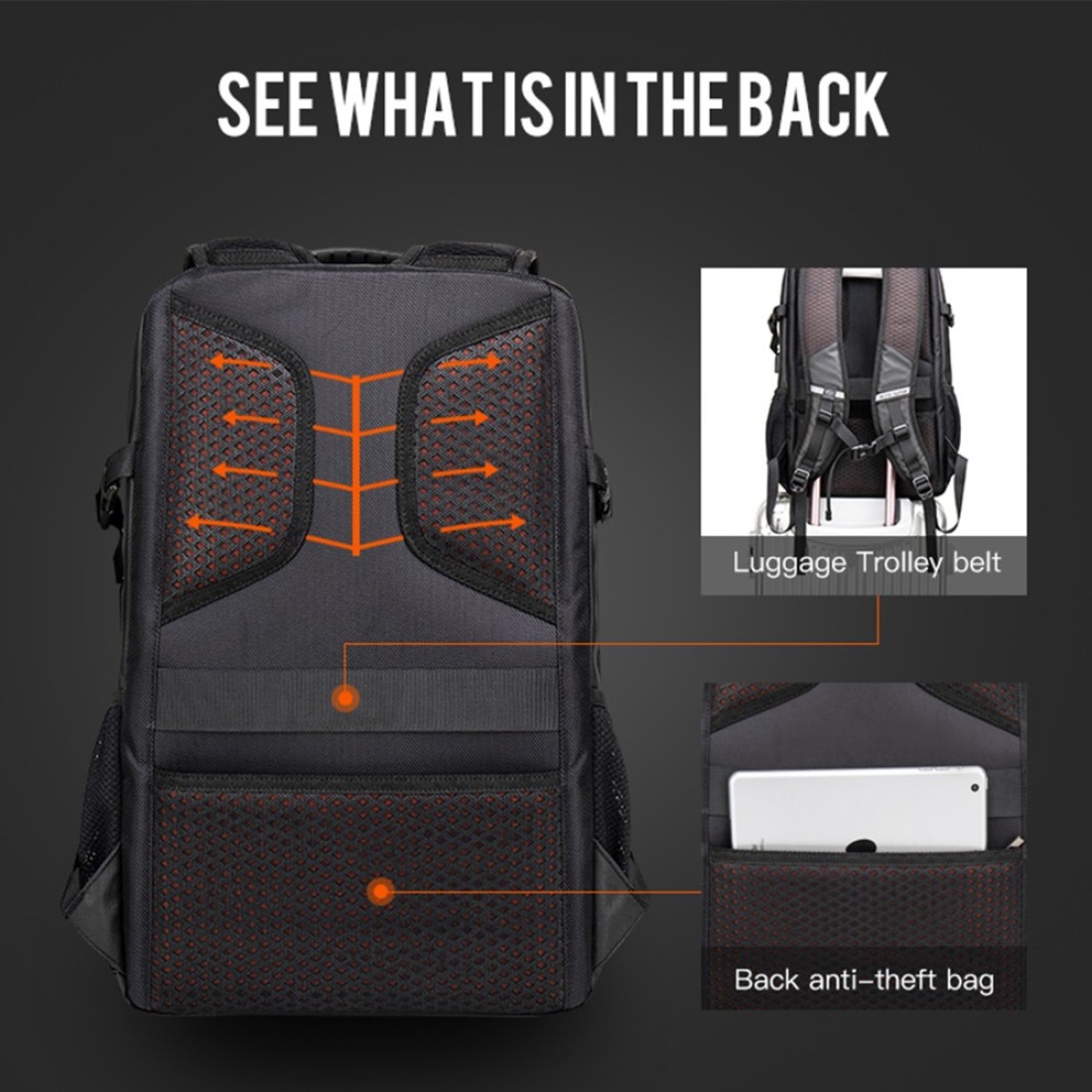 Arctic Hunter 26 L Laptop Backpack Water Resistant Anti-Theft Pocket with USB Port and Separate Laptop Compartment Premium Office Backpack B00387 Black
