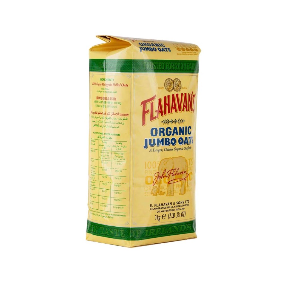 Flahavan&#39;s Organic Jumbo Porridge Oat 1kg
