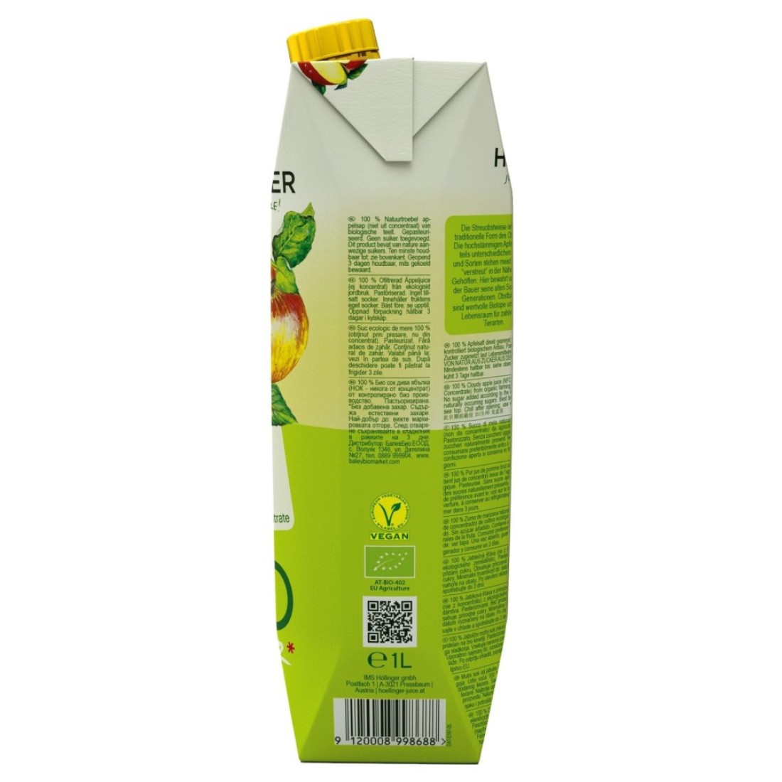 Hollinger Organic Wild Apple Juice, 1L Pack of 2