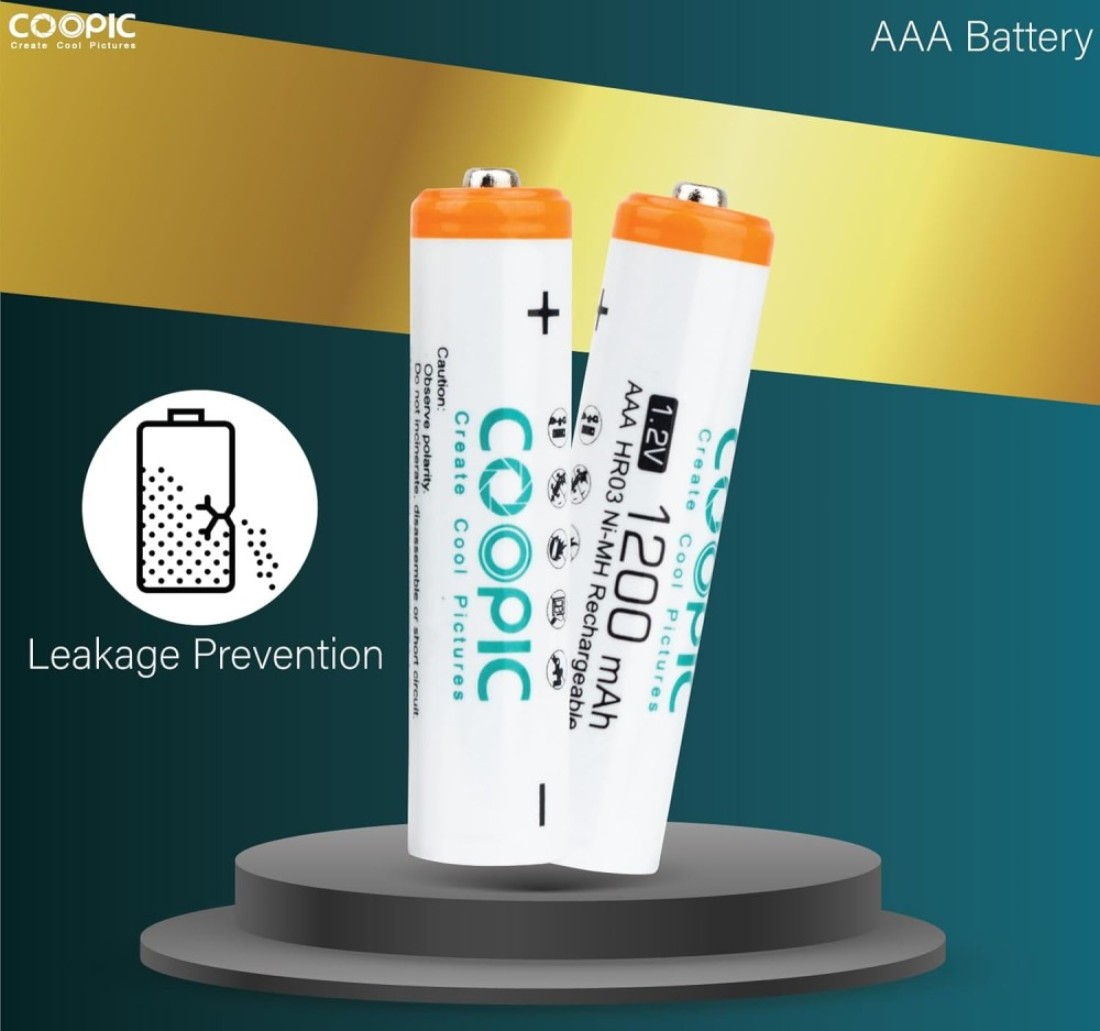COOPIC Create Cool Pictures Rechargeable AAA Batteries, 1200mAh High Capacity Batteries 1.2V HR03 NiMH Low Self Discharge (4pcs)…