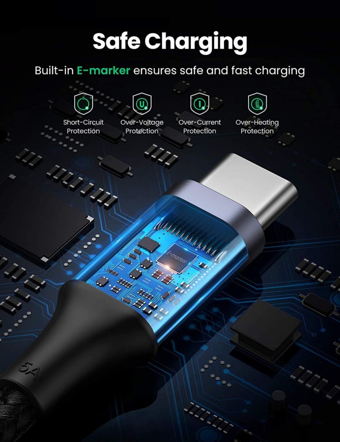 Ugreen 82-70429 USB-C Cable Aluminum Case With Braided 2M (Black) (70429)