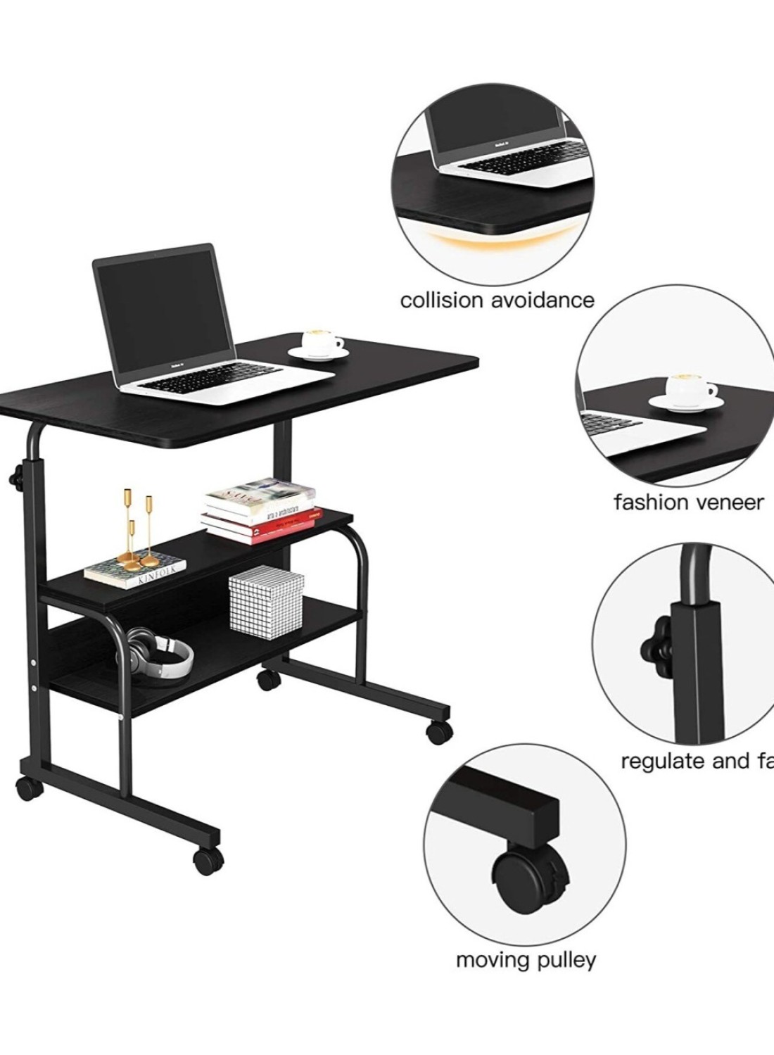 Computer Desk Home Office Desks Standing Adjustable Laptop Desk for Small Spaces, Portable Work Study Desk Table, Modern Pc Gaming Desk with Storage for Bedroom