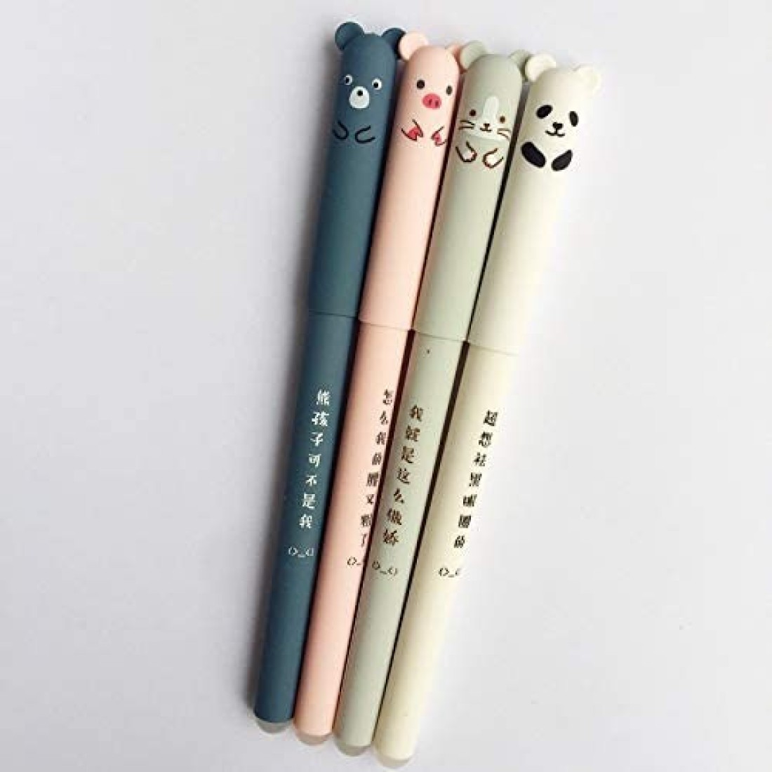 bouti1583 4 Pcsset Kawaii Pig Bear Cat Mouse Erasable Gel Pen School Office Supplies Stationery Gift 035mm Black Ink Black Ink Color