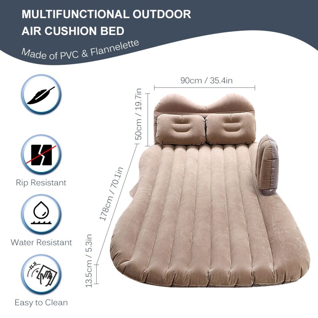Generic-Portable Car Mattress Foldable Cushion Air Bed Inflatable Mattress Car Bed with Air-Pump Camping Travel Mattress