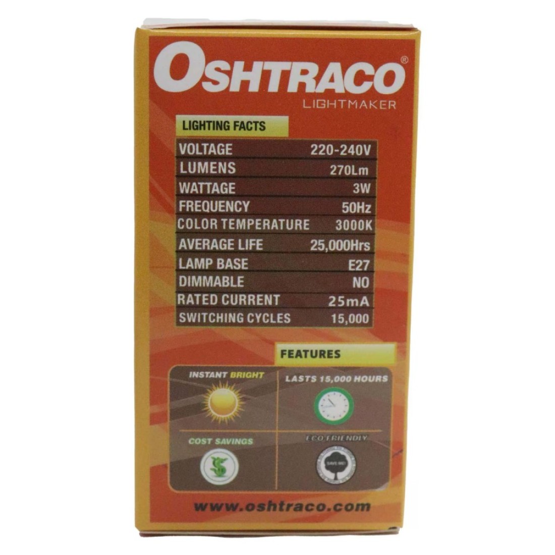 Oshtraco 3W LED Bulb E27 Warm White
