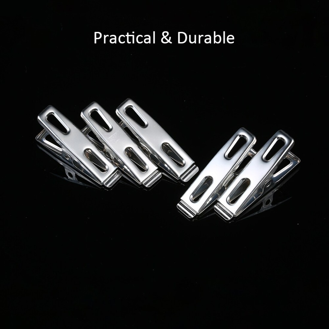 Generic-20 Pcs Clothespins Stainless Steel Clothes Clips Metal Sealing Clip Socks Clothing Pegs Household Clothespin Clips for School Office Stationery