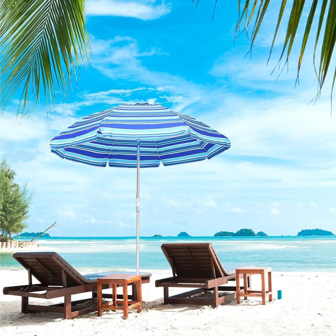 Desert Ranger Beach Umbrella UV 50+ Outdoor Portable Sunshade Umbrella with Carry Bag for Garden Beach Outdoor (2 M)