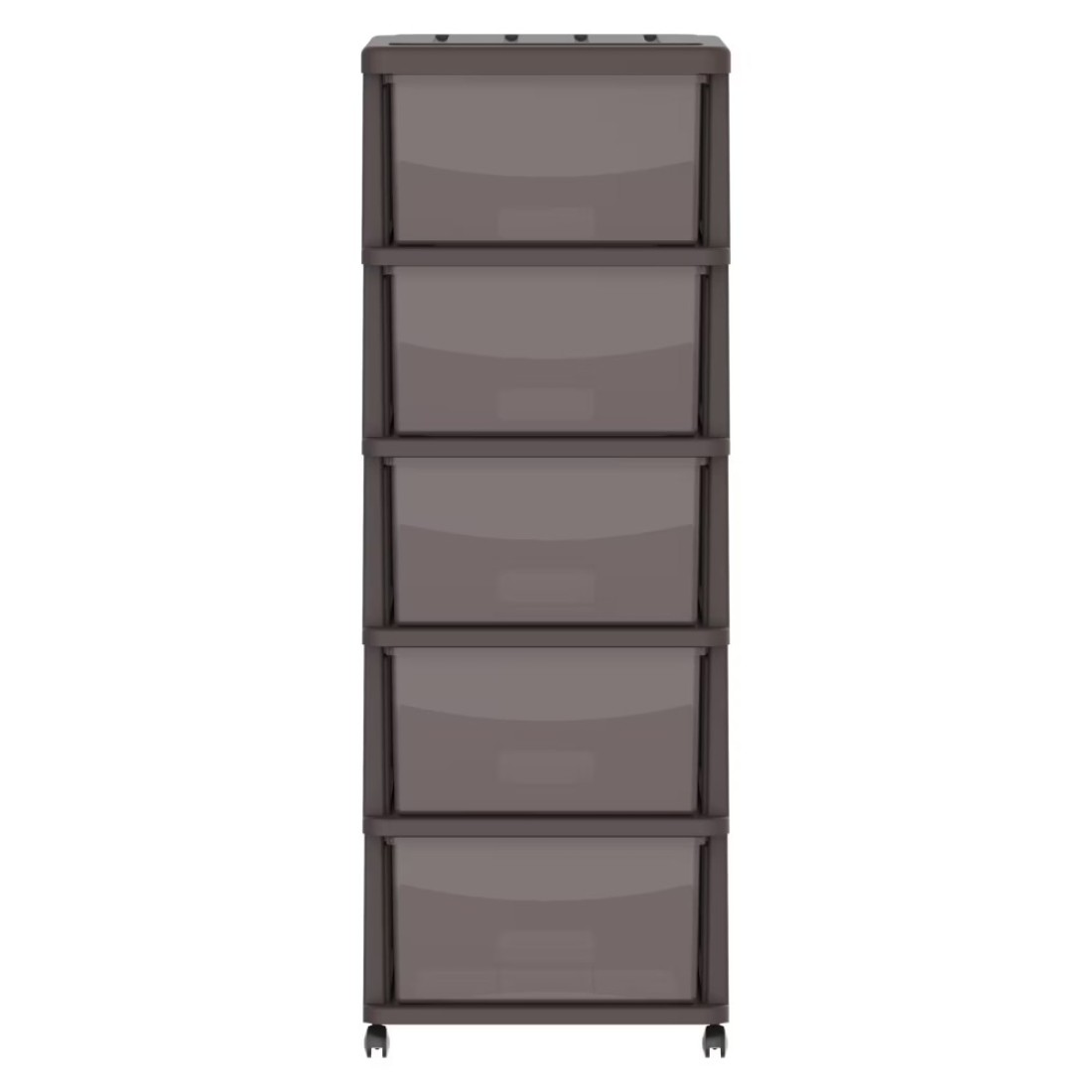 Cosmoplast Cedargrain 5 Tiers Storage Cabinet With Drawers And Wheels Dark Brown 50x40x114cm