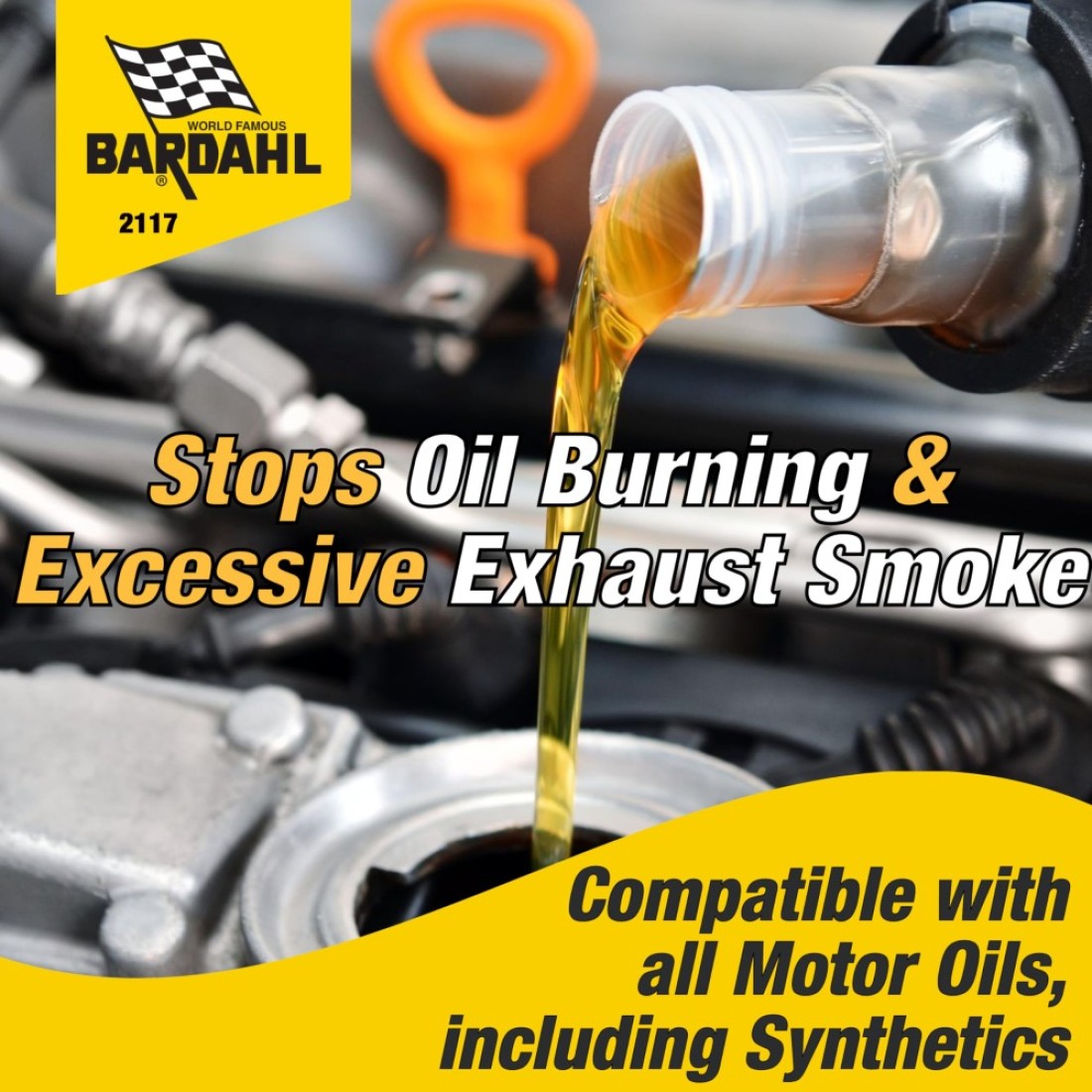Bardahl 2117 NoSmoke StopLeak Motor Oil Additive Treatment for Oil Burning Excessive Exhaust Smoke Engine Oil Leak Sealer Stop Smoke Quiet Noisy Engines While Restoring Engines 16 fl oz