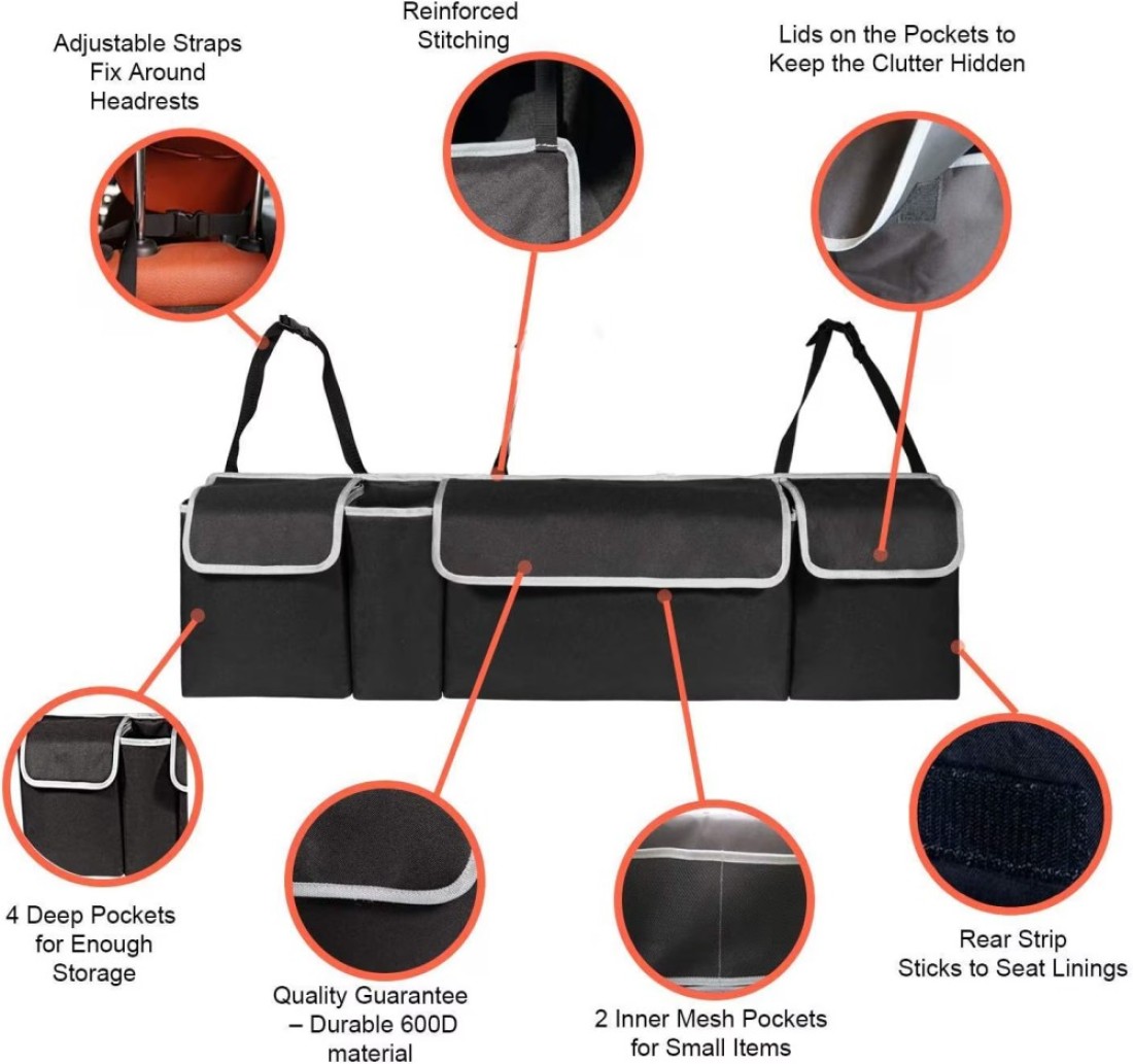 Car Trunk Organizers Car Seat Organiser Boot Tidy Organiser Heavy Duty Car Organiser with Waterproof