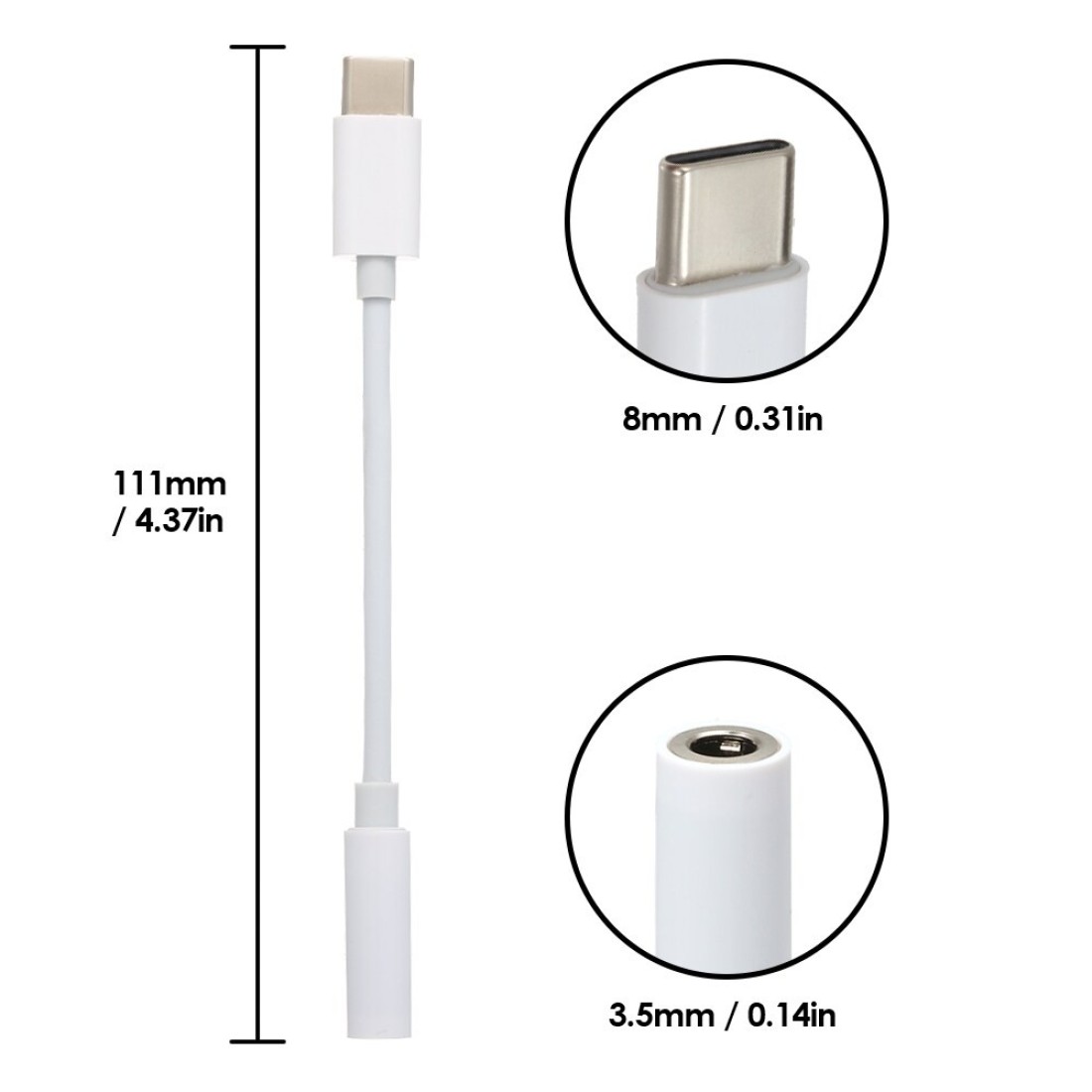 Docooler - USB C to 3.5mm Headphone Jack Adapter with Digital Audio Cable Type C Jack Adapter for HUAWEI XIAOMI OPPO SAMSUNG