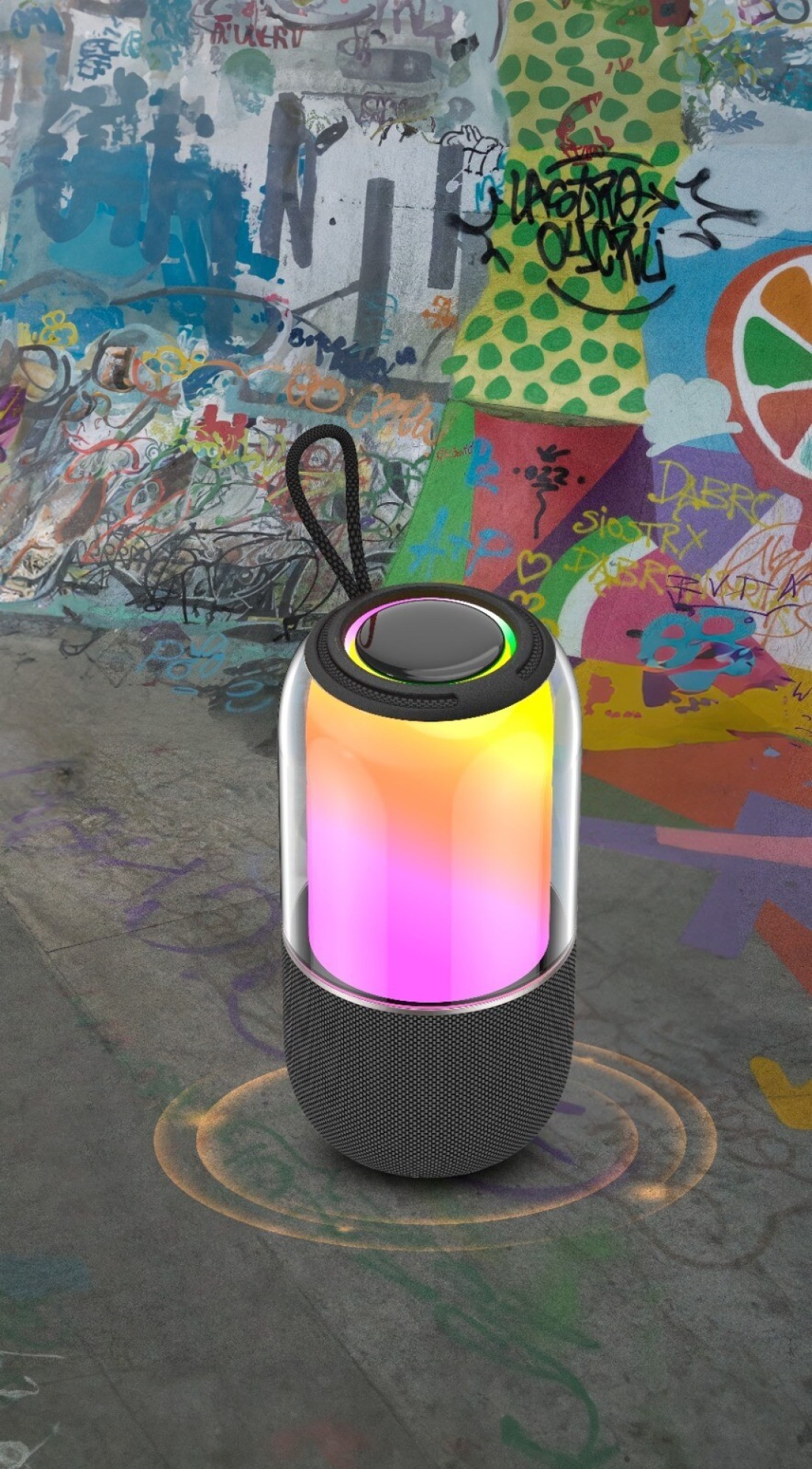 Green Lion Palma 2 RGB Portable Speaker, 1500mAh Battery, 5W Power, IPX7 Waterproof, TWS, RGB Light, Extra Bass, 52mm Speaker, Bluetooth V5.3, 6H Playtime - Black
