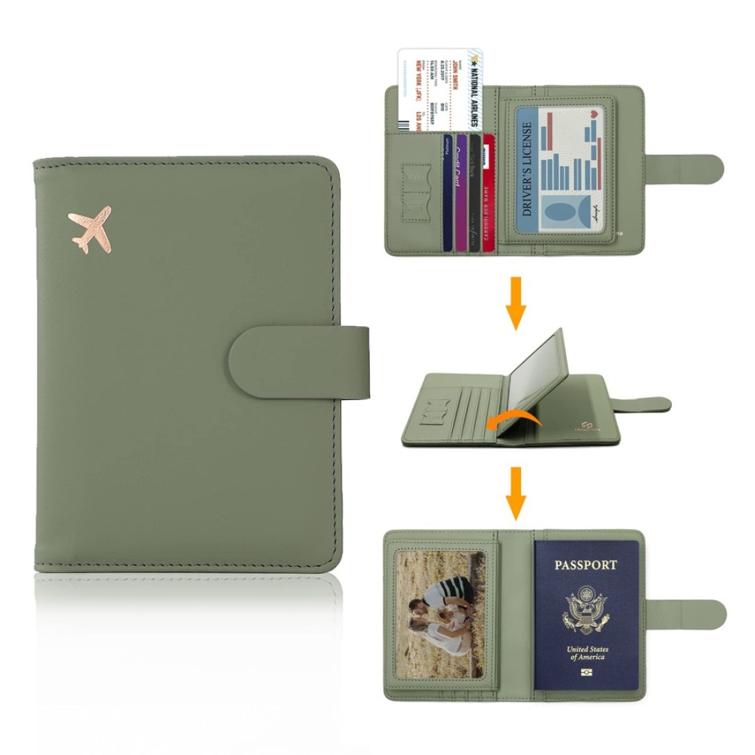 Melsbrinna Passport HolderPassport Holder Card SlotsCute Passport cover for WomenMenWaterproof Rfid Blocking Travel Wallet Moss green New