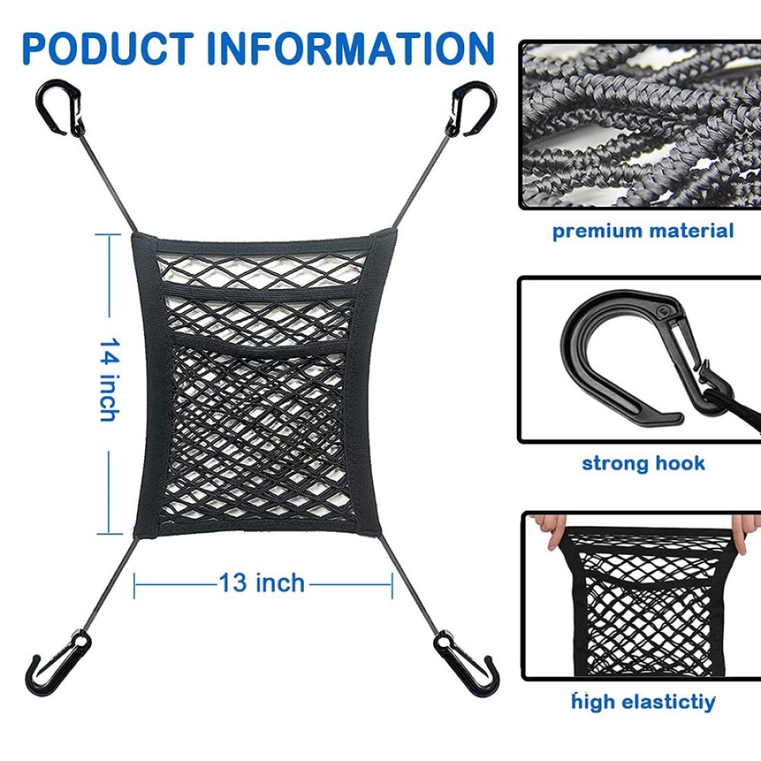 MBVBN 3Layer Car Mesh Organizer Seat Back Net Bag Barrier of Backseat Pet Kids Cargo Tissue Purse Holder Driver Storage Netting Pouch