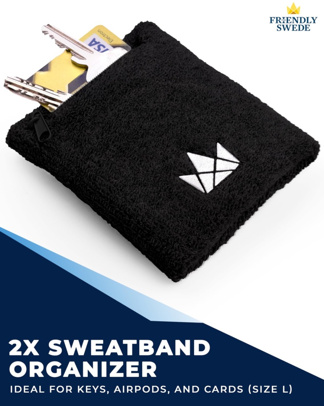 The Friendly Swede Wrist Wallets for Men Women Wristband Pocket with Zipper for Jogging Cycling Walking Wrist Wallet Pouch for Men for Storing Cash Keys Credit Cards Ankle Wallet 2 Pack