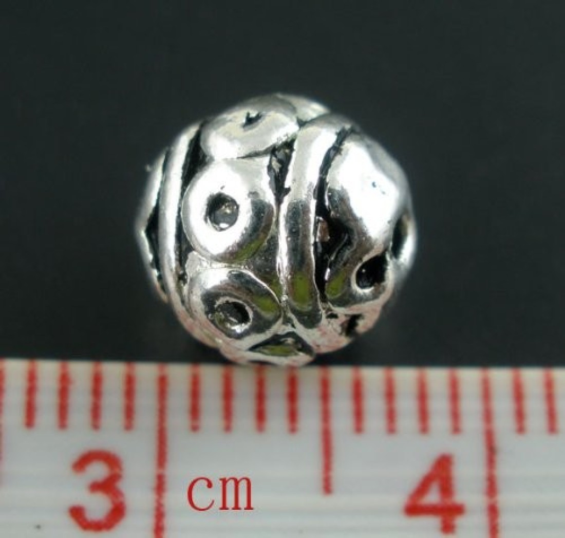 40pc Antique Silver Bali Style Carved Spacer Beads 8mm Beading Supplies
