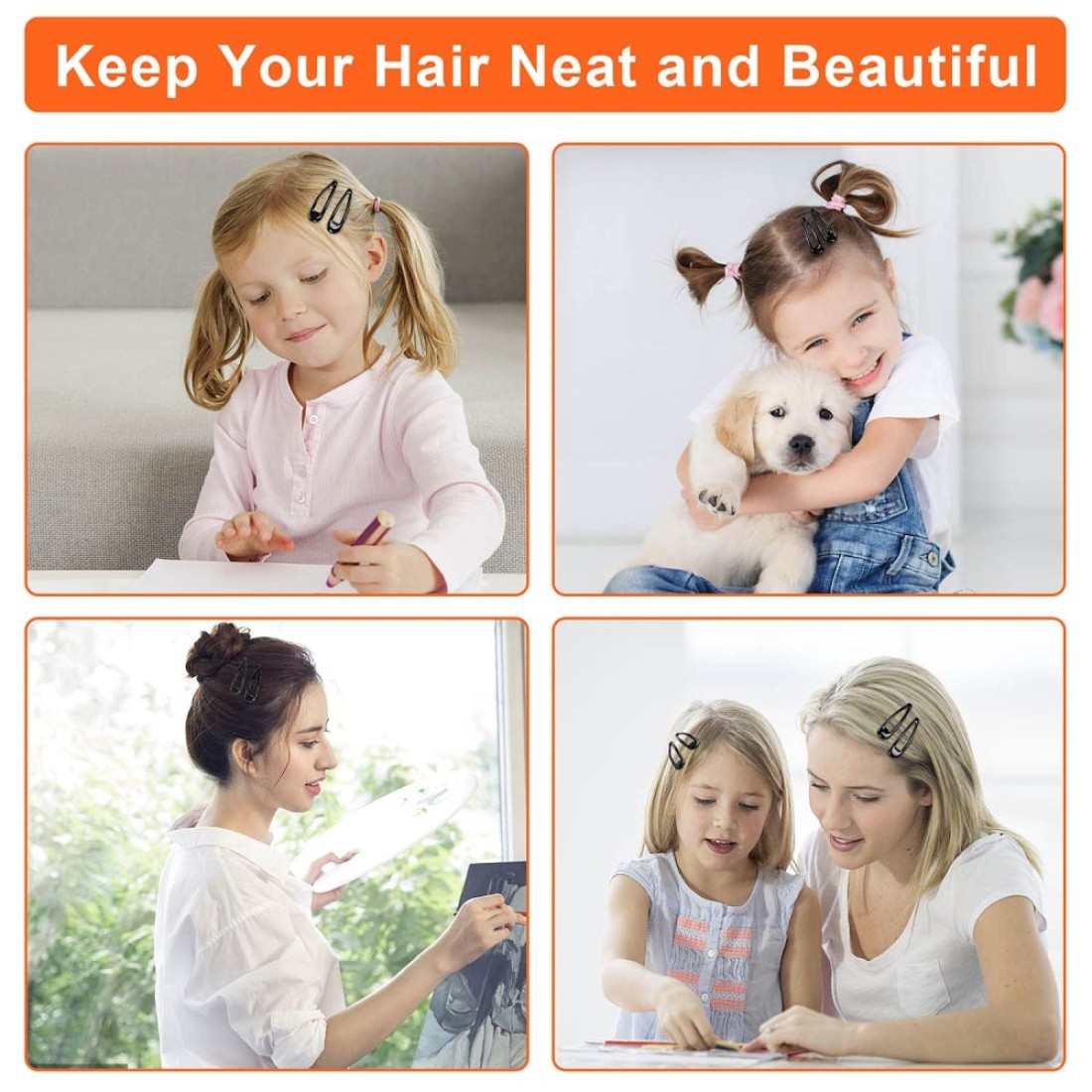40Pcs Silicone Coated Hair Barrettes for Women NonSlip Metal Hair Clip Barrettes Drop Oil Protection Snap Hair Clips for Kids Teens GirlsBlack