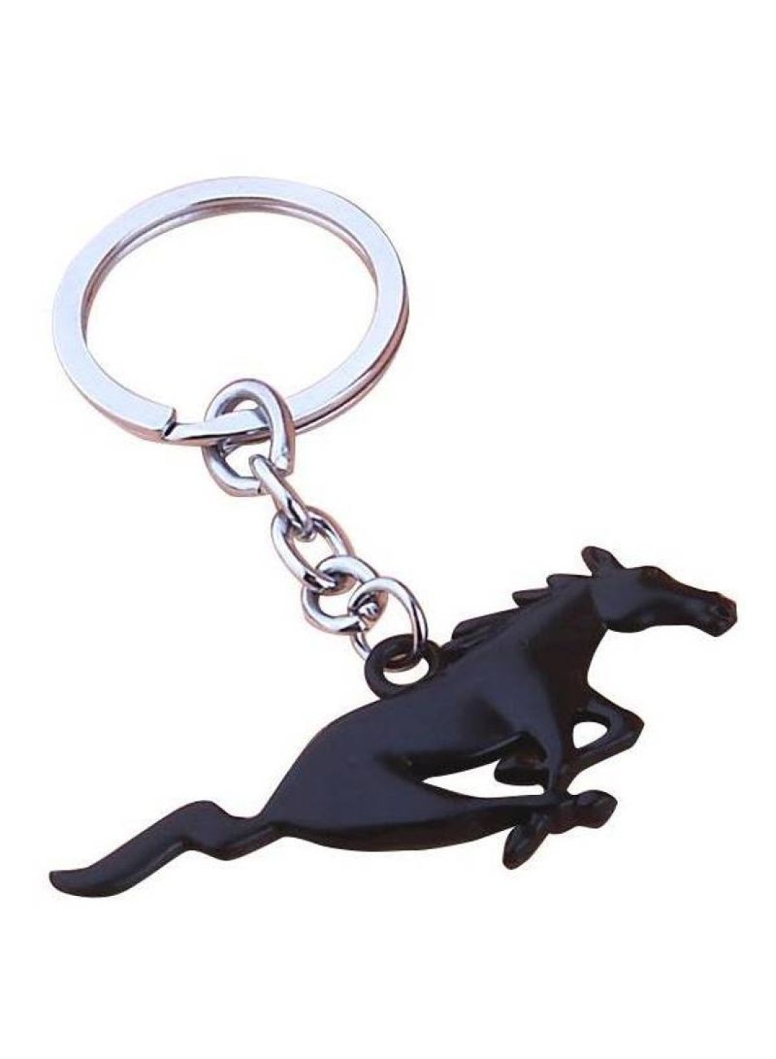 Generic Black Running Horse Emblem Badge Key Chain