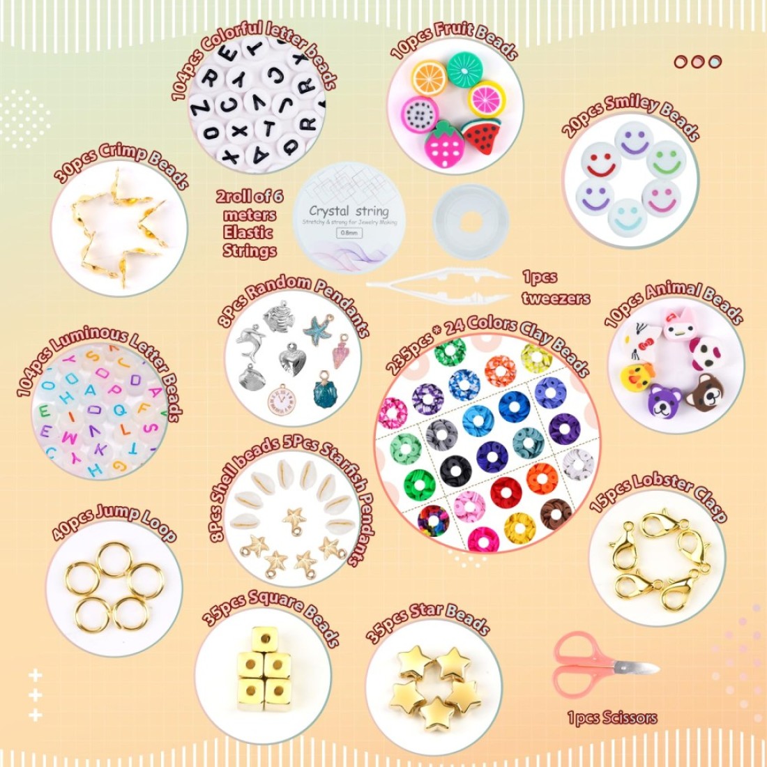 FZIIVQU 6100Pcs Clay Beads Bracelet Making Kit for Girls 24 Colors Friendship Bracelet Beads Kit with Letter Beads Polymer Heishi Bead for Jewelry Making