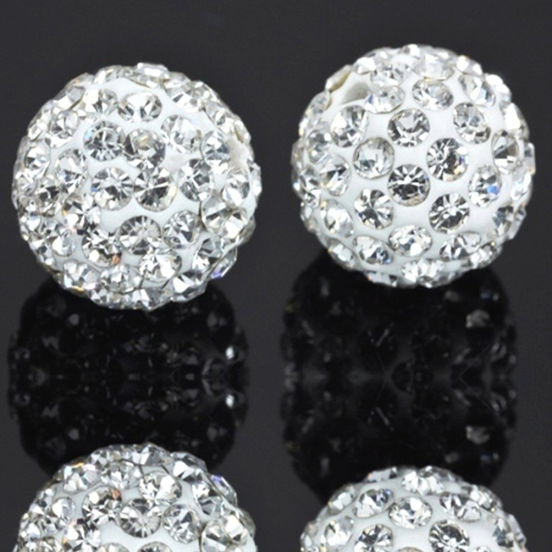 RUBYCA Pave Czech Crystal Disco Ball Clay Beads fit Shamballa Jewelry 20pcs 12mm White Clear