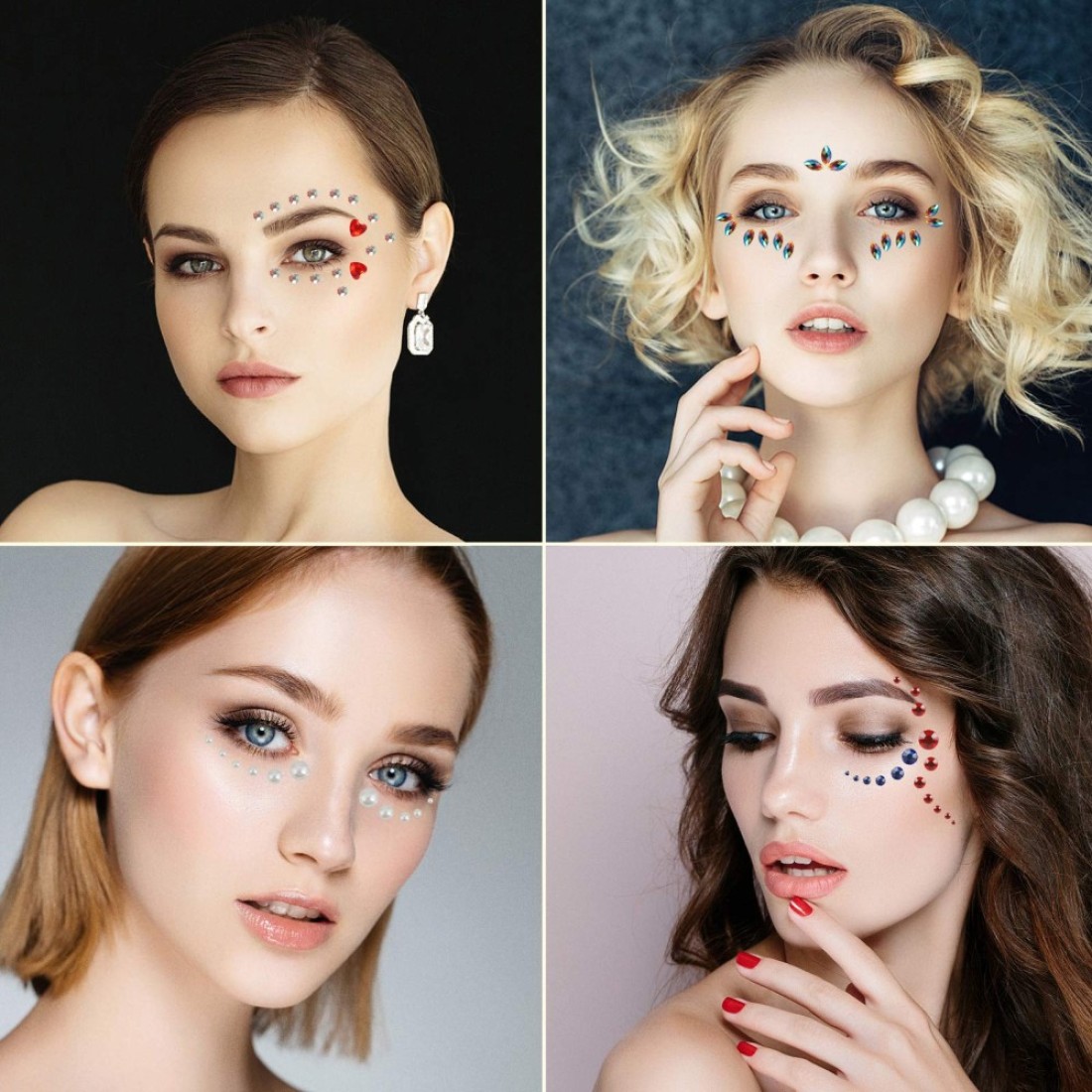 10 Sheets Eye Body Face Gems Rhinestone Stickers Self Adhesive Rhinestones Rainbow Face Gems for Women Festival Accessory and Nail Art Decorations Starlight style