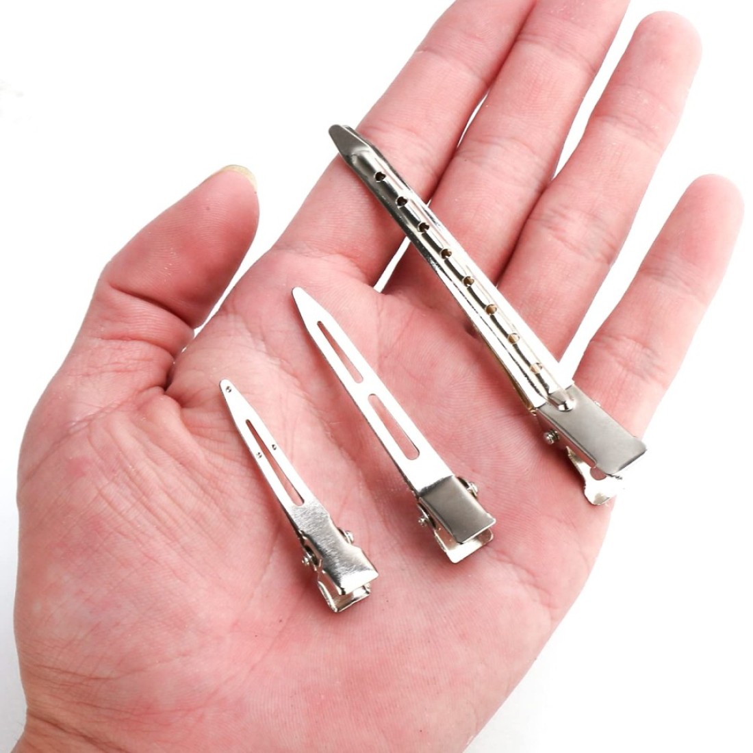 65Pcs Duck Billed Hair Clips for Styling Sectioning Metal Silver Alligator Clips for Women 3 Sizes for Roller Pin Curl Loc Clips for Retwist Salon Barber Bows DIY