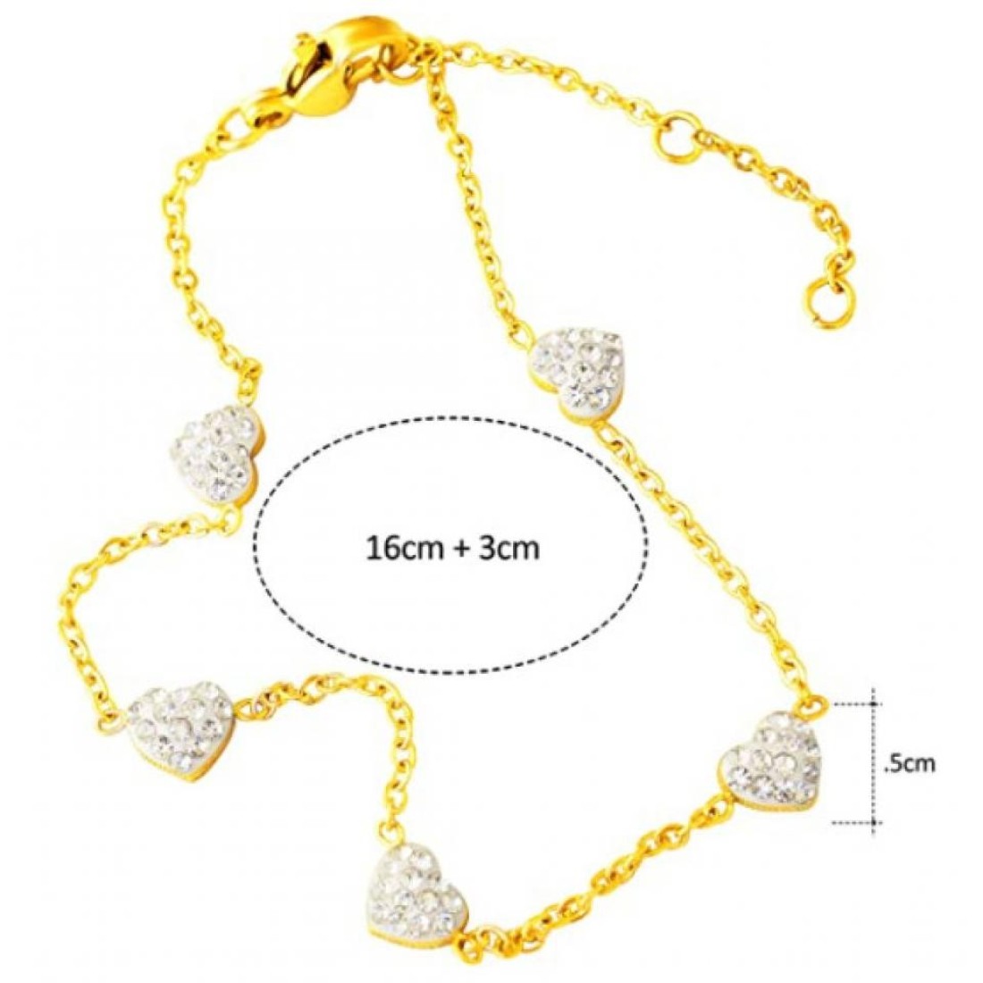 Aiwanto Beautiful Heart Anklet Bracelet for Women's Ankle Chain Gold Gift for Wife Girlfriend Jewelry