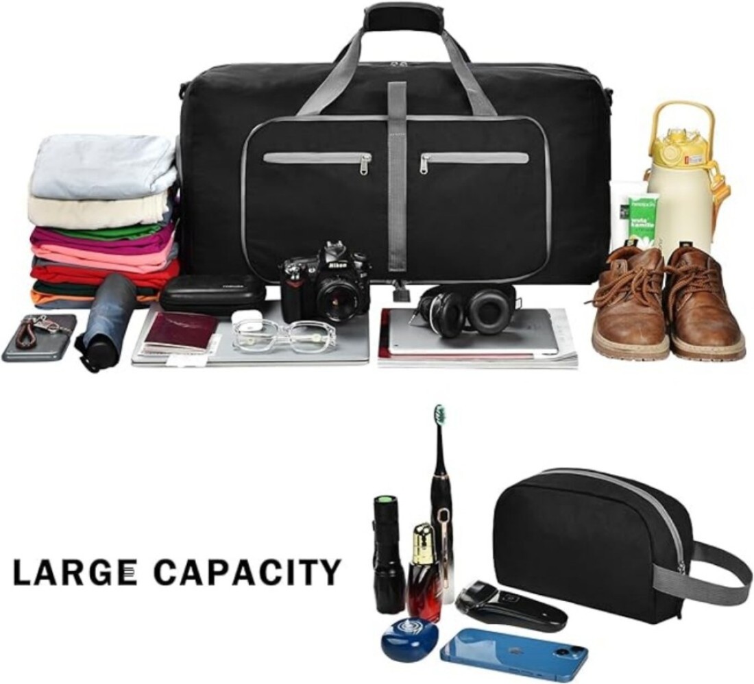 Duffle Bag with Shoes Compartment and Adjustable Strap,Foldable Travel Duffel Bags for Men Women,Waterproof Duffel Bags (85L)