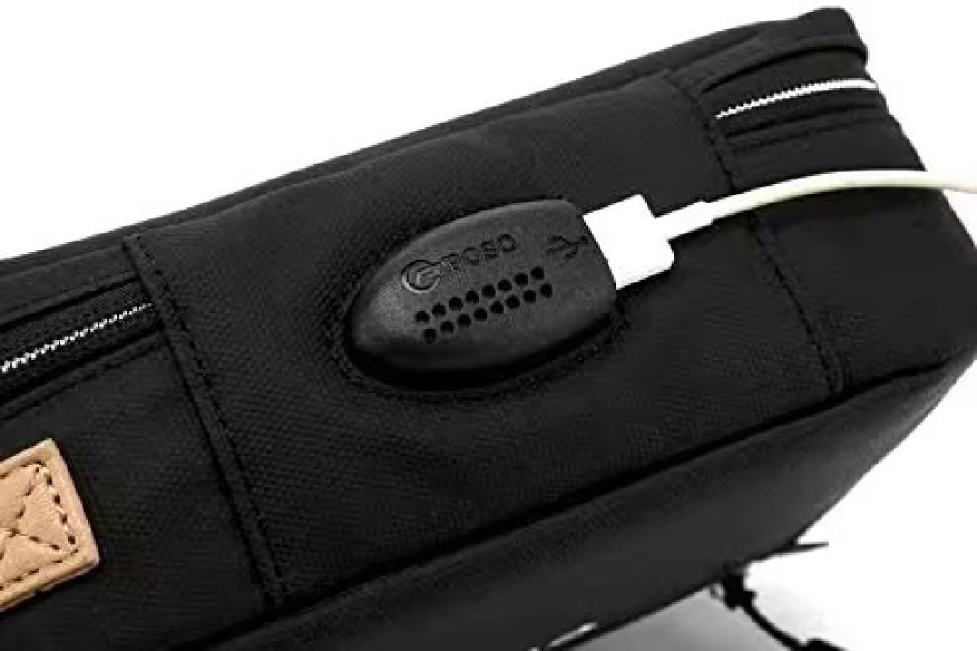 Poso Anti-Theft Travel Pouch With USB Charging Port - Black
