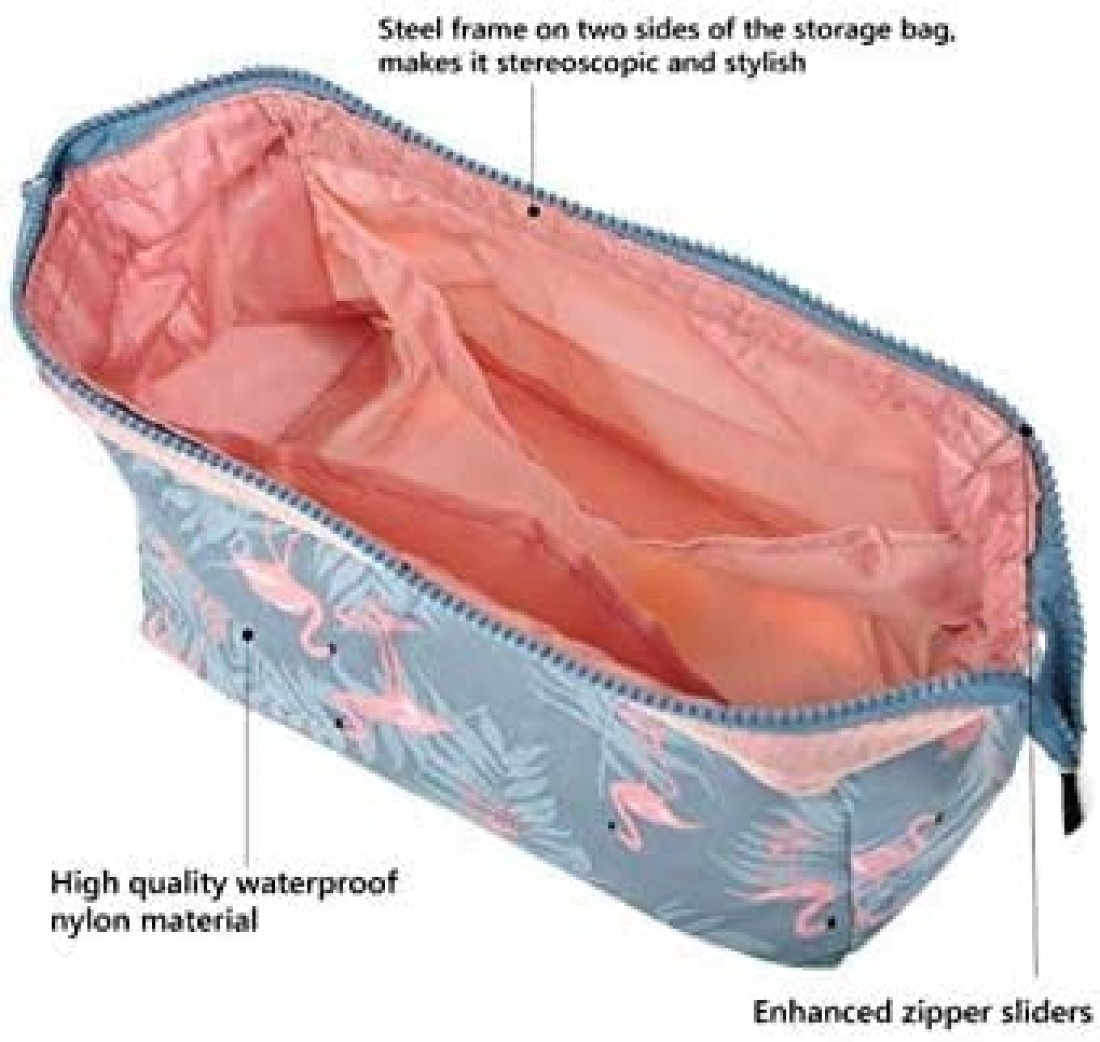 Aiwanto Makeup Organizer Bag Multi-Purpose Flamingo Print Design Travel Accessory Large Pouch for Women (2Pcs)