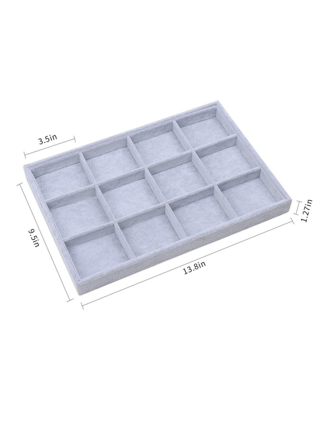 Stackable 12 grid Grey Velvet Jewelry Tray Showcase Removable Display Storage Box for Girls Women