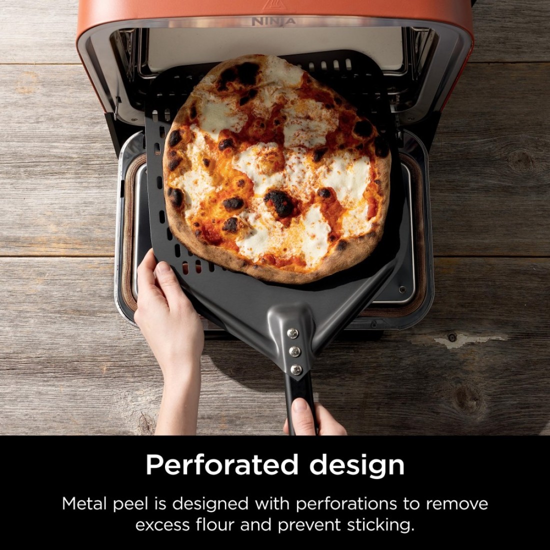 Ninja XSKOPPL Perforated Pizza Peel Compatible Woodfire Outdoor Oven OO100 series Hanging Drawstring Aluminum GreyBlack 195 x 165 x15