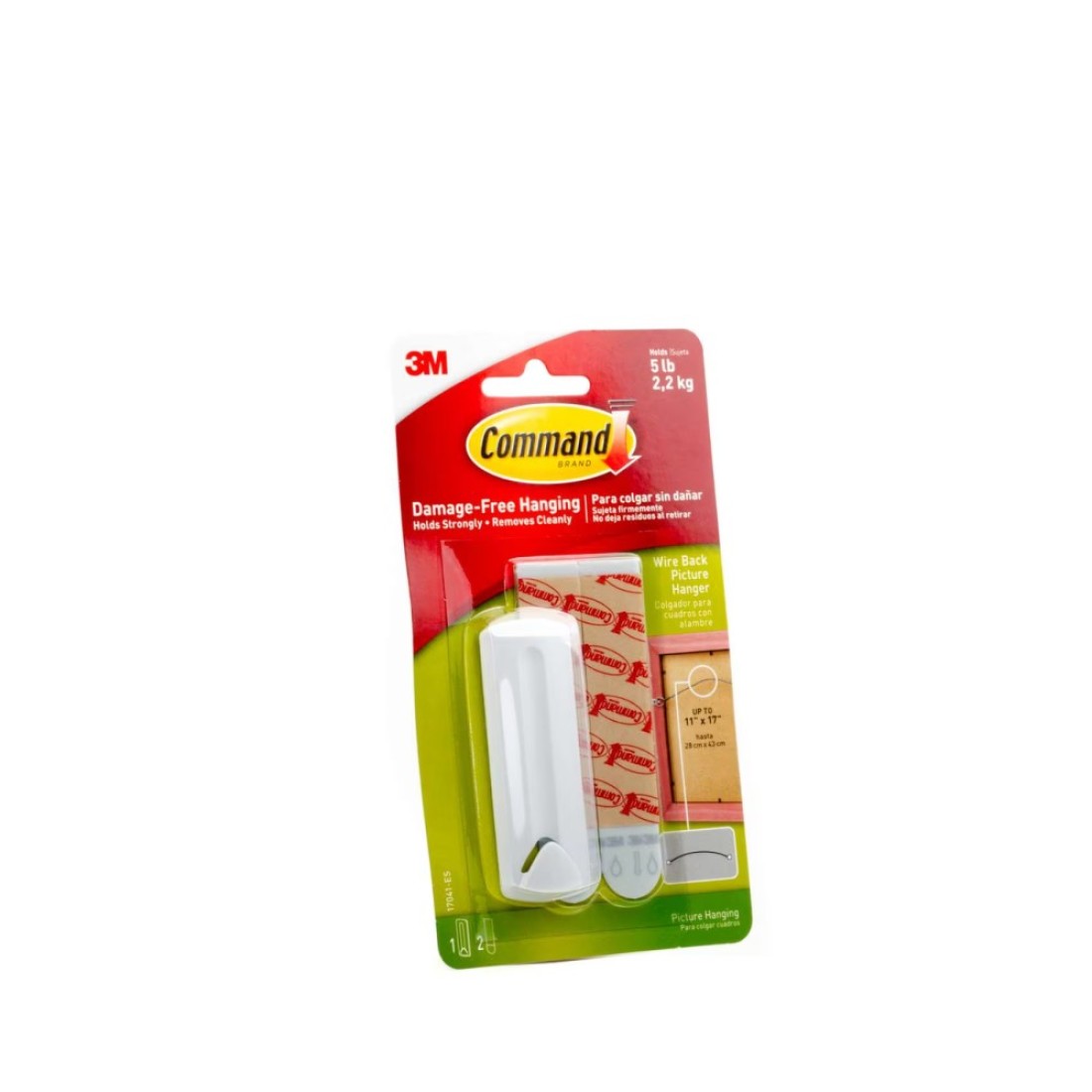 Command 17041 Wire backed picture Hanger, Holds 2.2 Kg each hook, white color. 1 hanger and 2 strips/pack
