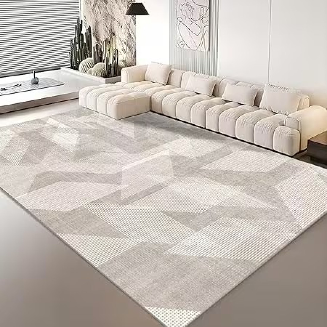 Vital Area Rugs Soft Modern Rug Carpet Geometric Stripe Rug Non Slip Modern Carpet, Abstract Printed Floor Rugs for Home Decorative, Soft &amp; Non-Slip &amp; Washable Indoor Mat (K-318, 160 x 230 cm)