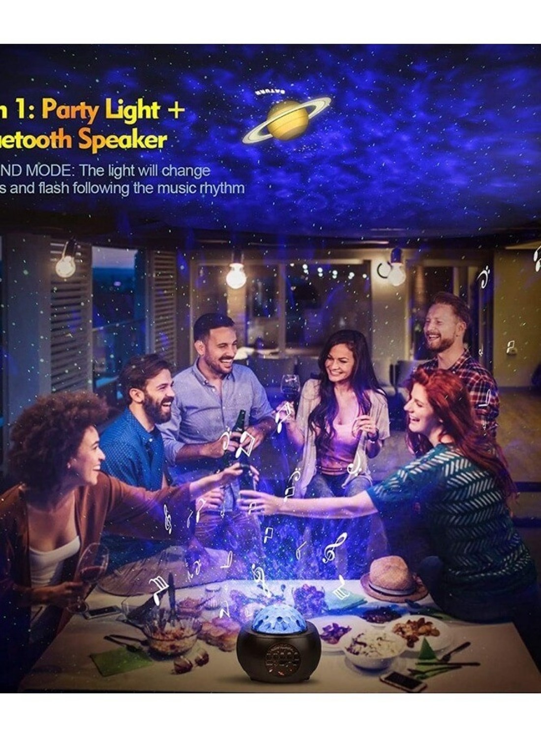3 in 1 Galaxy Starry Night Light Projector LED Ocean Wave Nebula Clouds with Remote Control, Bluetooth Speaker, and Star Light for Nursery, Baby, Ceiling, and Bedroom Birthday Party Wedding