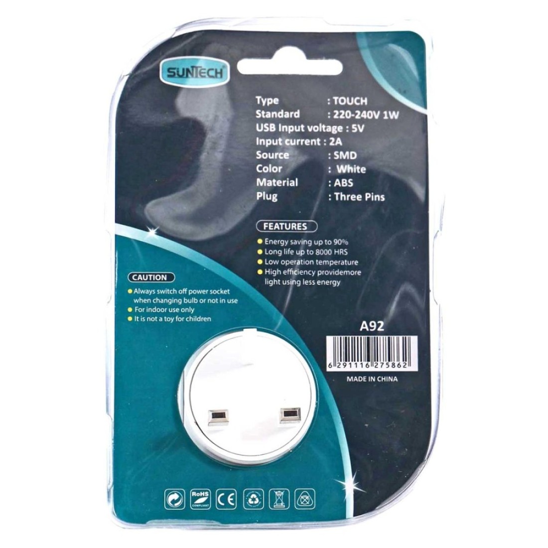 Suntech LED Night Light With USB Ports A92 White