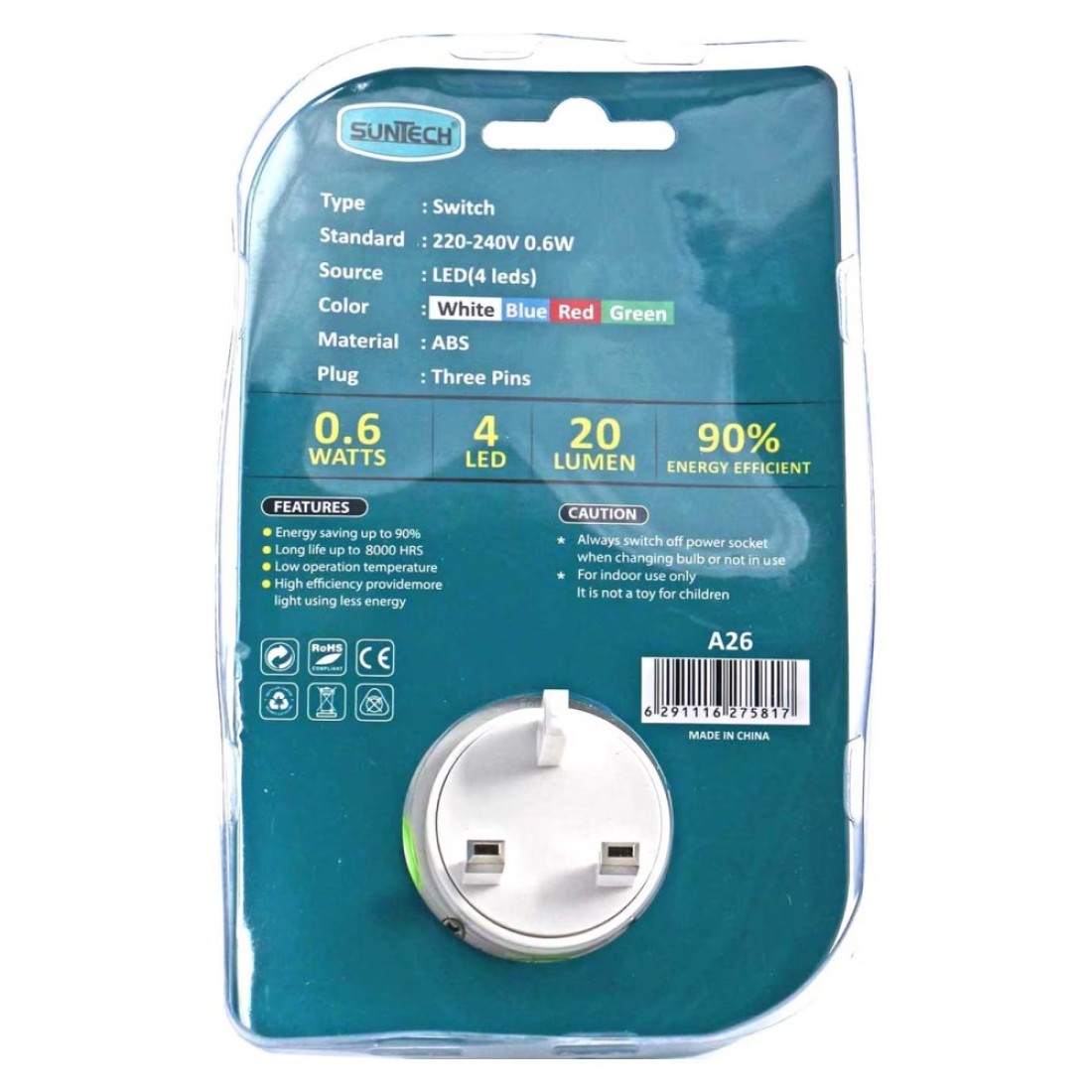 صن تيك A26 ضوء ليلي LED - أبيض