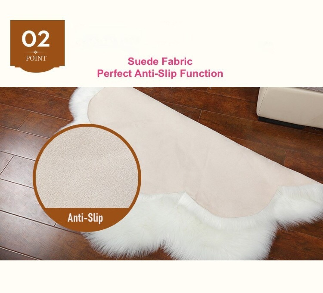 Mei Homecenter Super Soft Rabbit Fur Flower Design Living Room Carpet With Anti Slip Bottom, Red (Size 80CM)