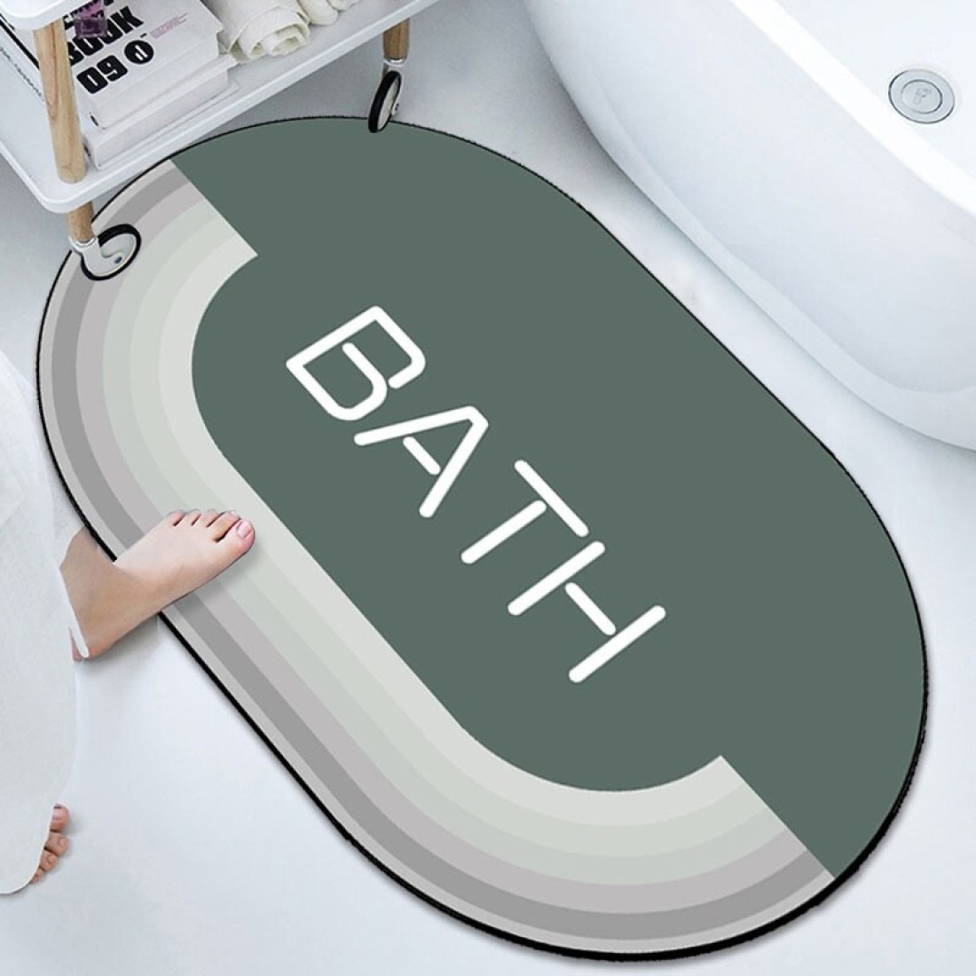 Diatom Mud Anti Slip Bathroom Mat With Printed Design Stylish &amp; Super Absorbent With Soft Material (50X80)