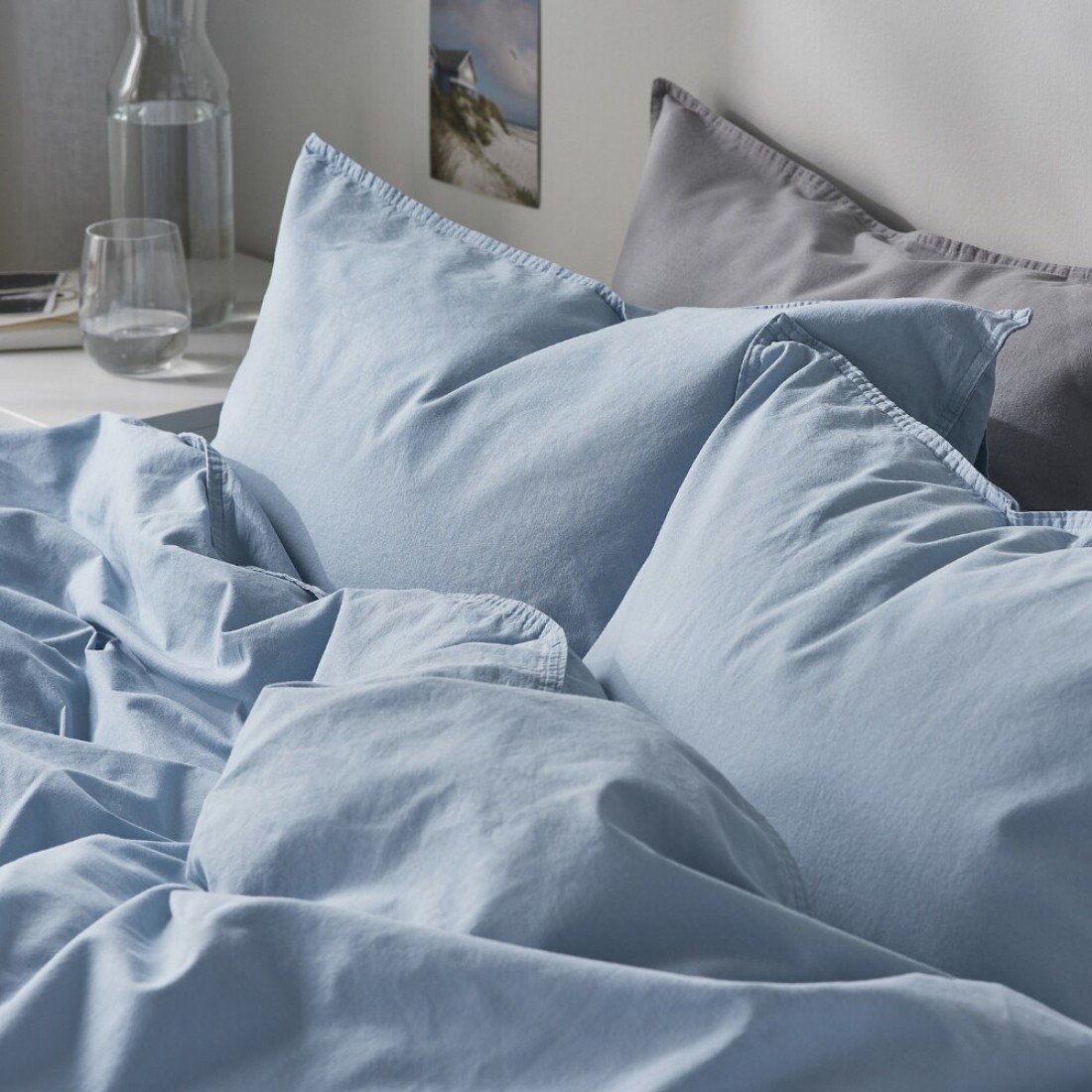 Duvet Cover And Pillowcase Blue-Grey 150X200/50X80 Cm