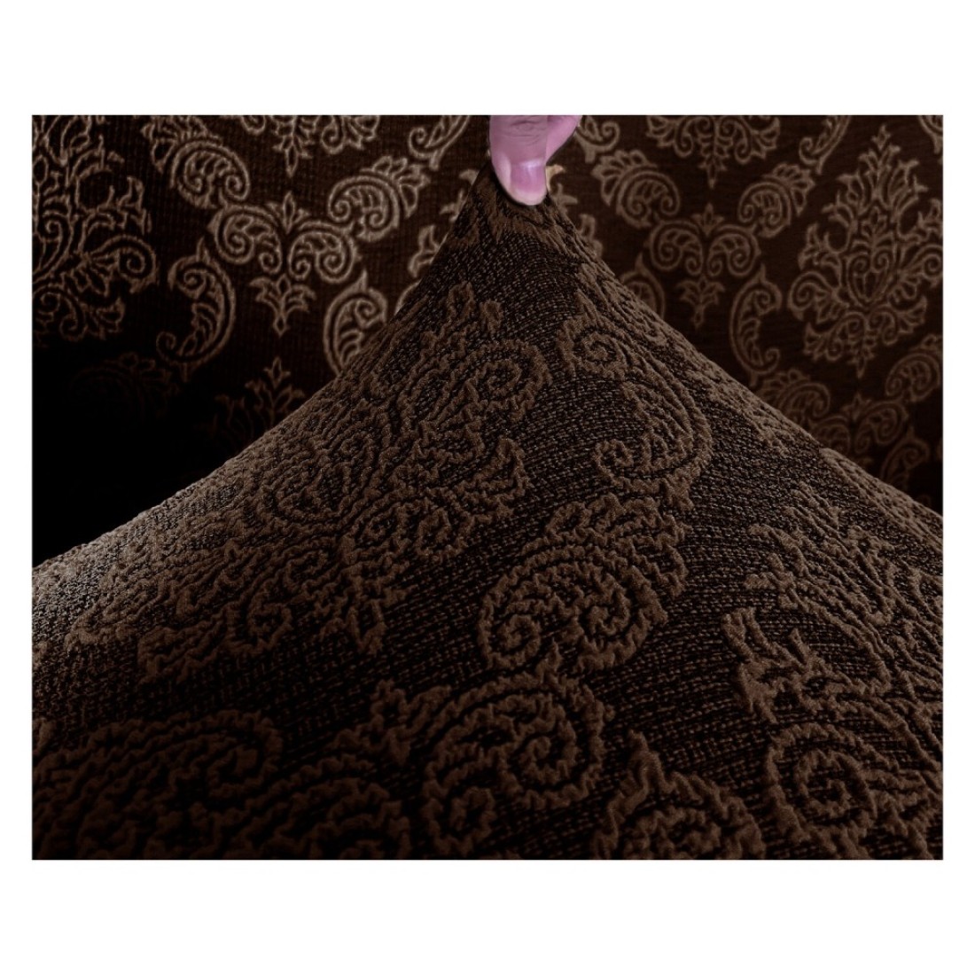 Jacquard Fabric Stretchable One Seater Sofa Cover Chocolate Brown