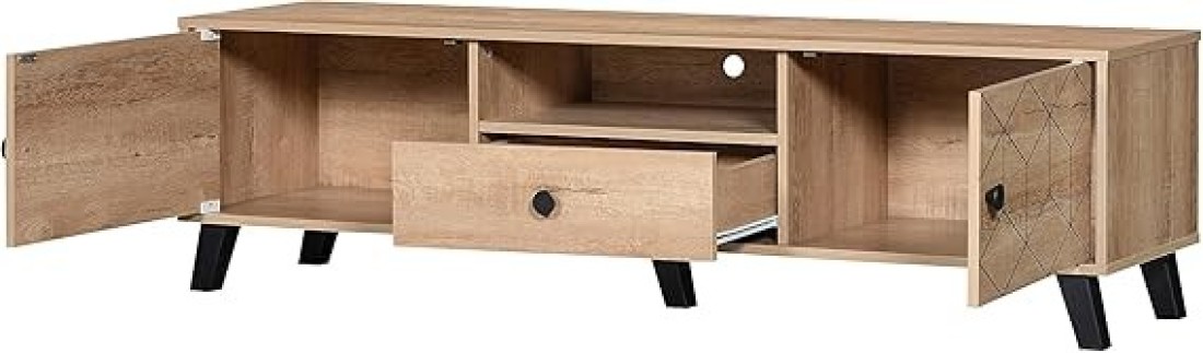 Galaxy Design Modern Multifunctional TV Table Stand GDF-TV113-150CM Storage Unit with 1 Drawers and Tow Doors Storage Shelves