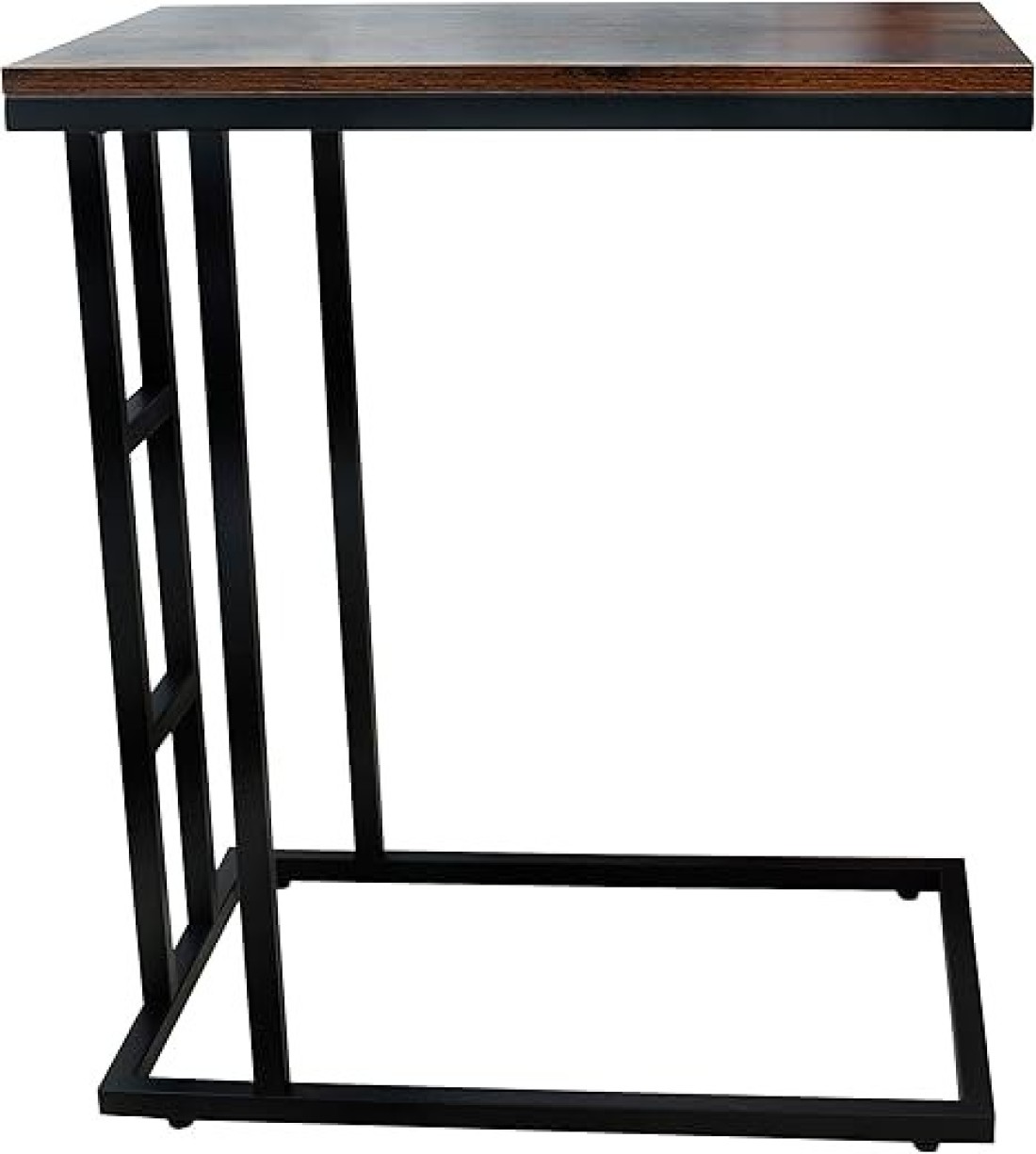 Panax C Shaped End Table, Side Table for Couch and Bed, Small Side Table for Small Spaces, Living Room, Bedroom, Rustic Snack Table (Rustic Brown)