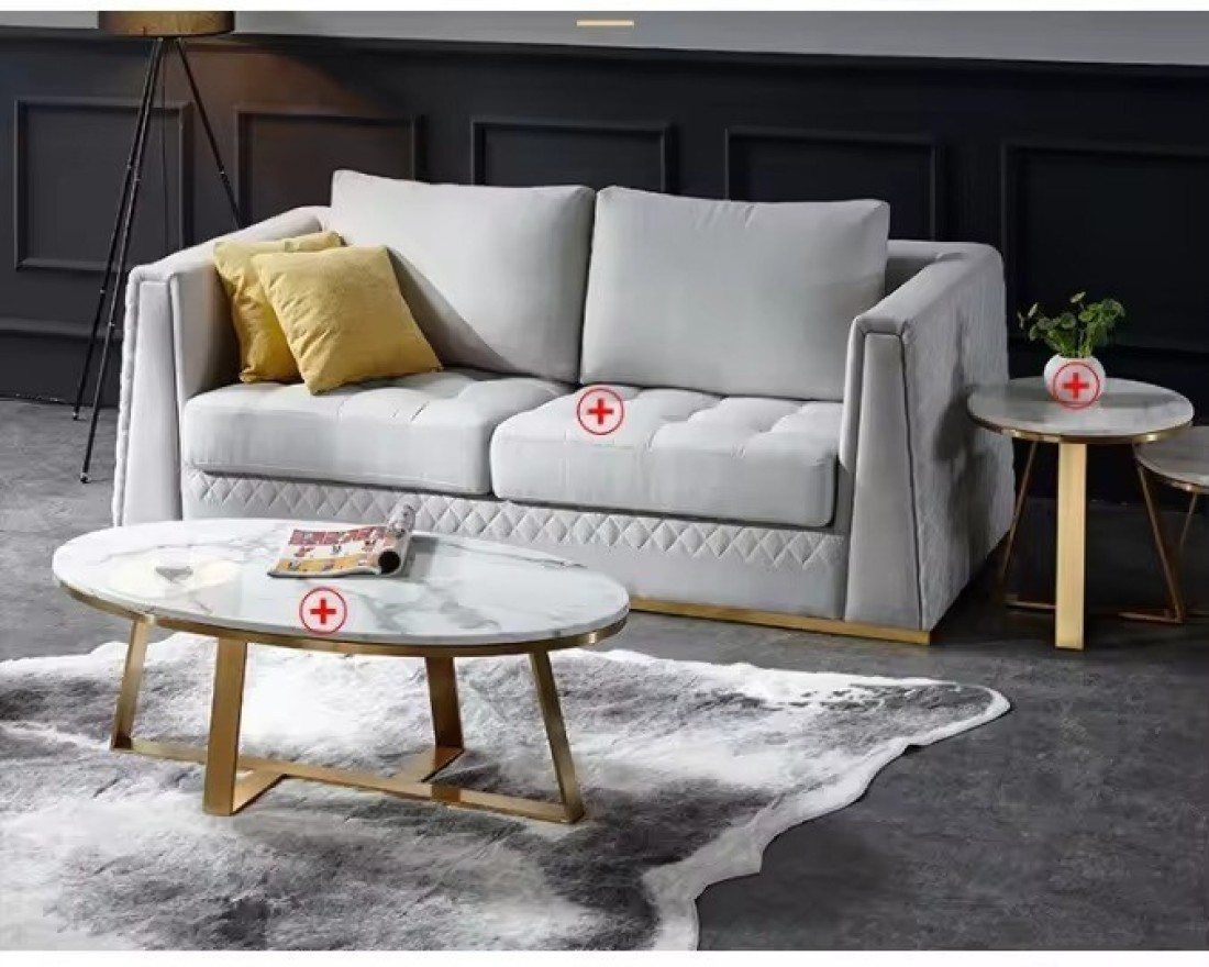 Generic Modern Nesting Coffee Table Set Of 2, Round Accent Table with Faux Marble Pattern Wood Top &amp; Gold Metal Frame for Living Room Office Balcony