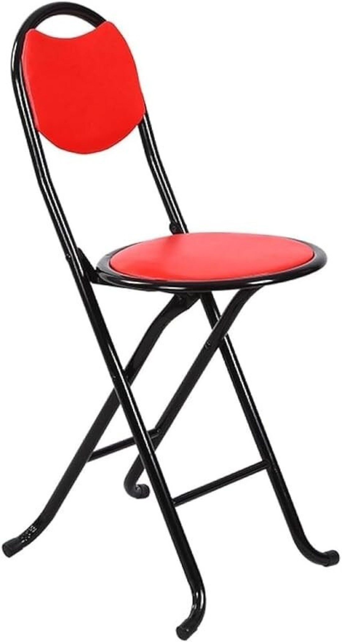 Padded Folding Stool Office Chair with Backrest &ndash; Folding High Chair for Kitchen, Dining, Bar, and Office Use &ndash; Comfortable Seat for Home and Work

